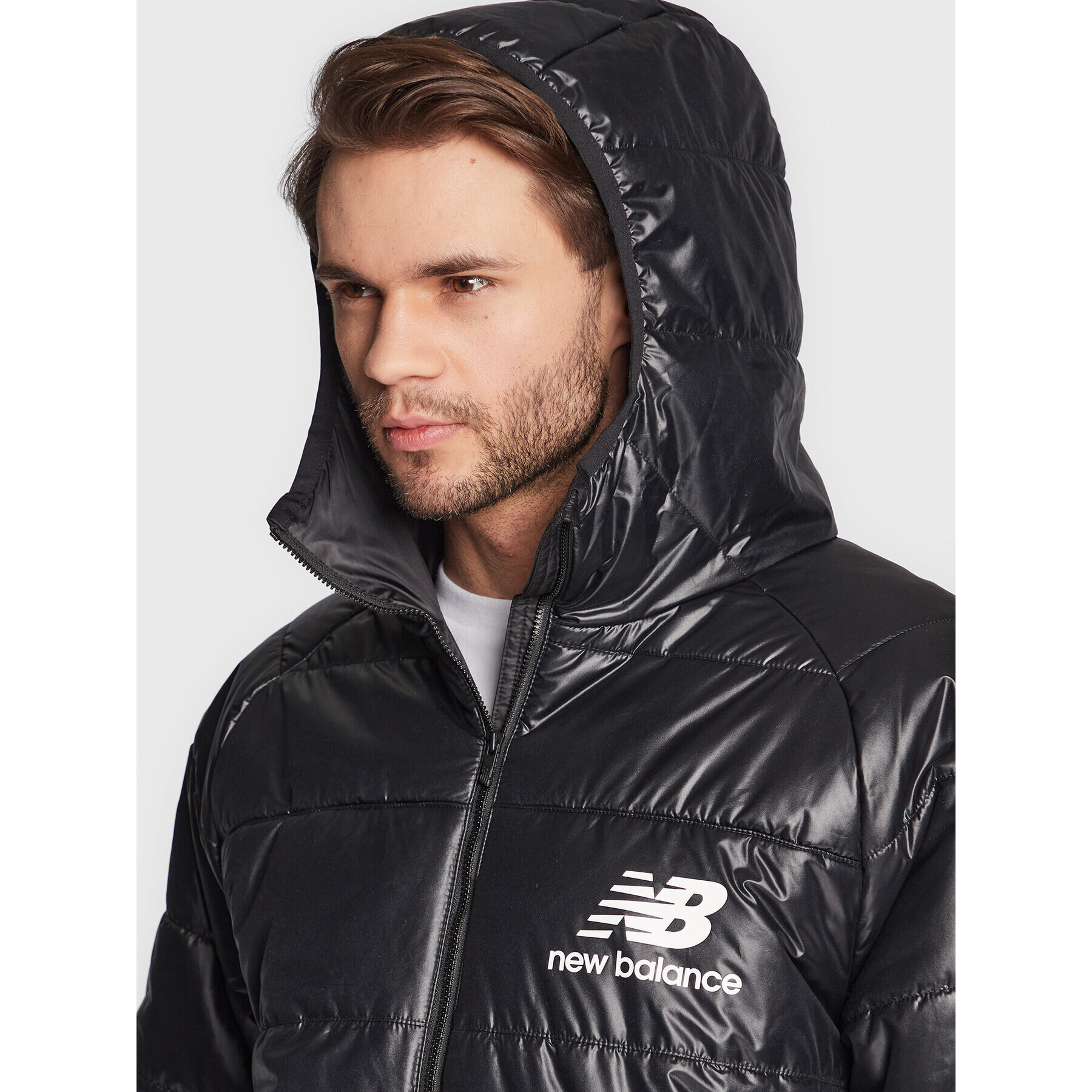 New Balance Пухено яке MJ13513 Черен Regular Fit - Pepit.bg