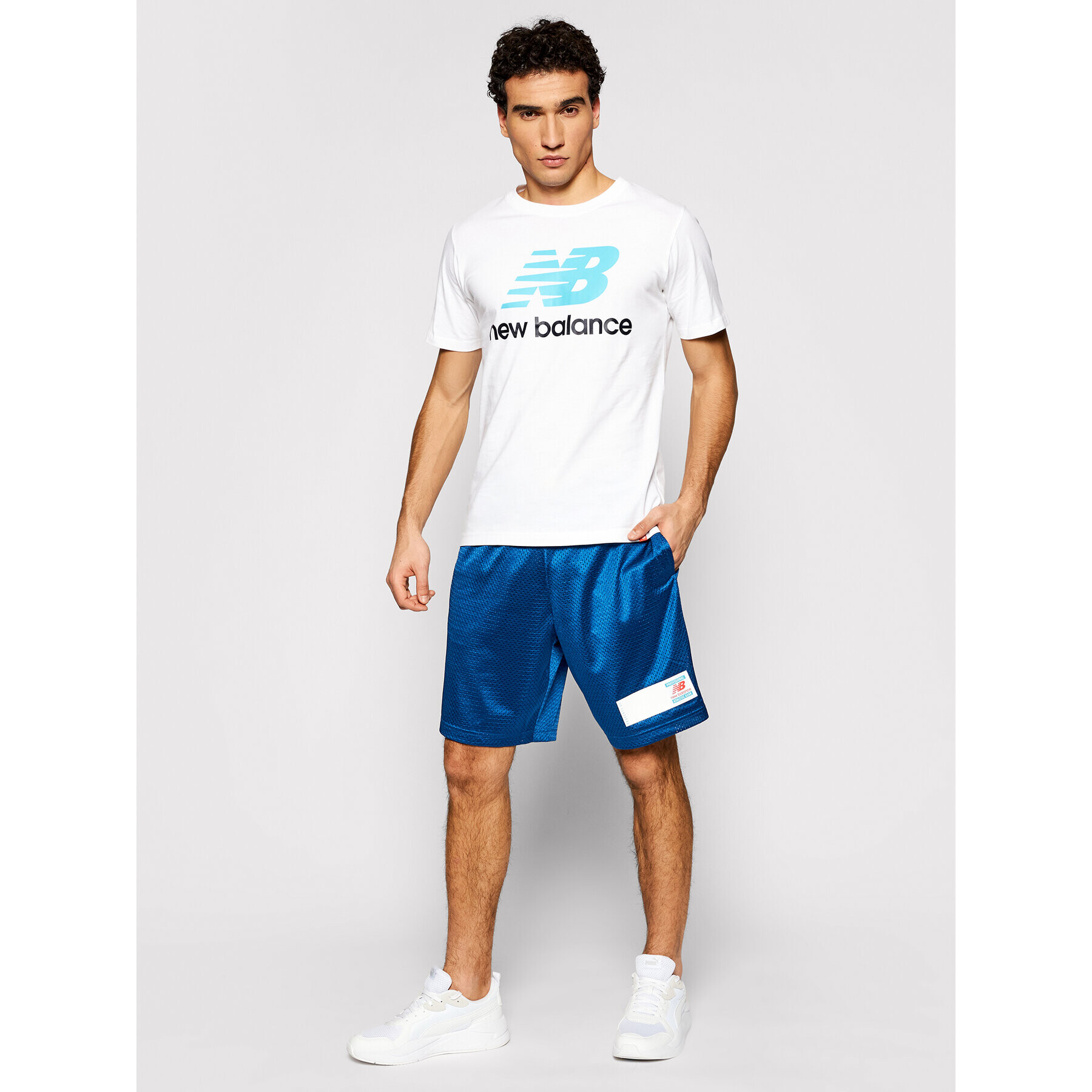 New Balance Спортни шорти Essentials Mesh MS11503 Син Athletic Fit - Pepit.bg