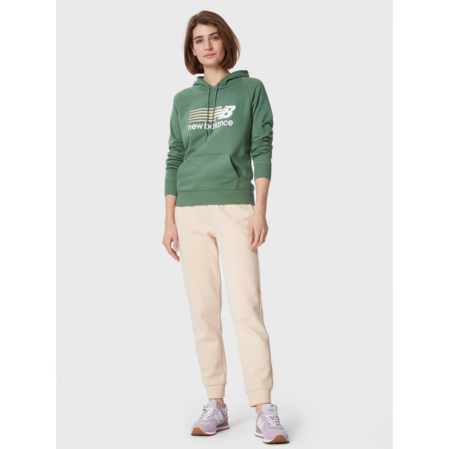 New Balance Суитшърт Classic WT23800 Зелен Relaxed Fit - Pepit.bg
