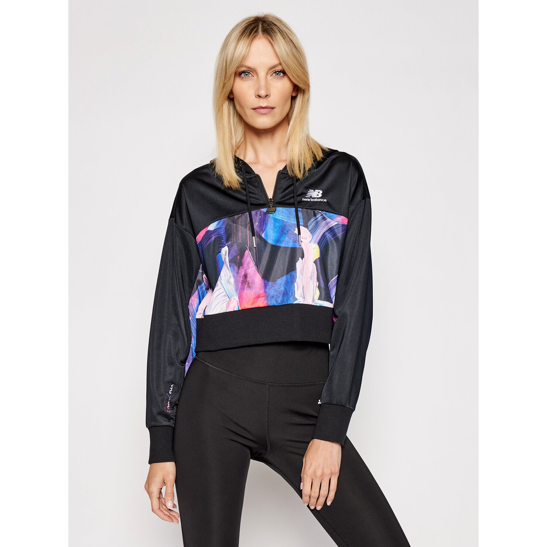 New Balance Суитшърт Erin Loree Nb Ath Print WT11513 Черен Oversize - Pepit.bg