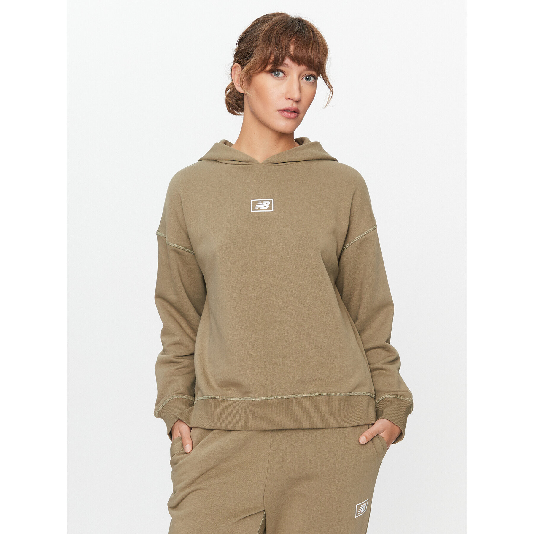 New Balance Суитшърт Essentials French Terry Hoodie WT33512 Зелен Regular Fit - Pepit.bg