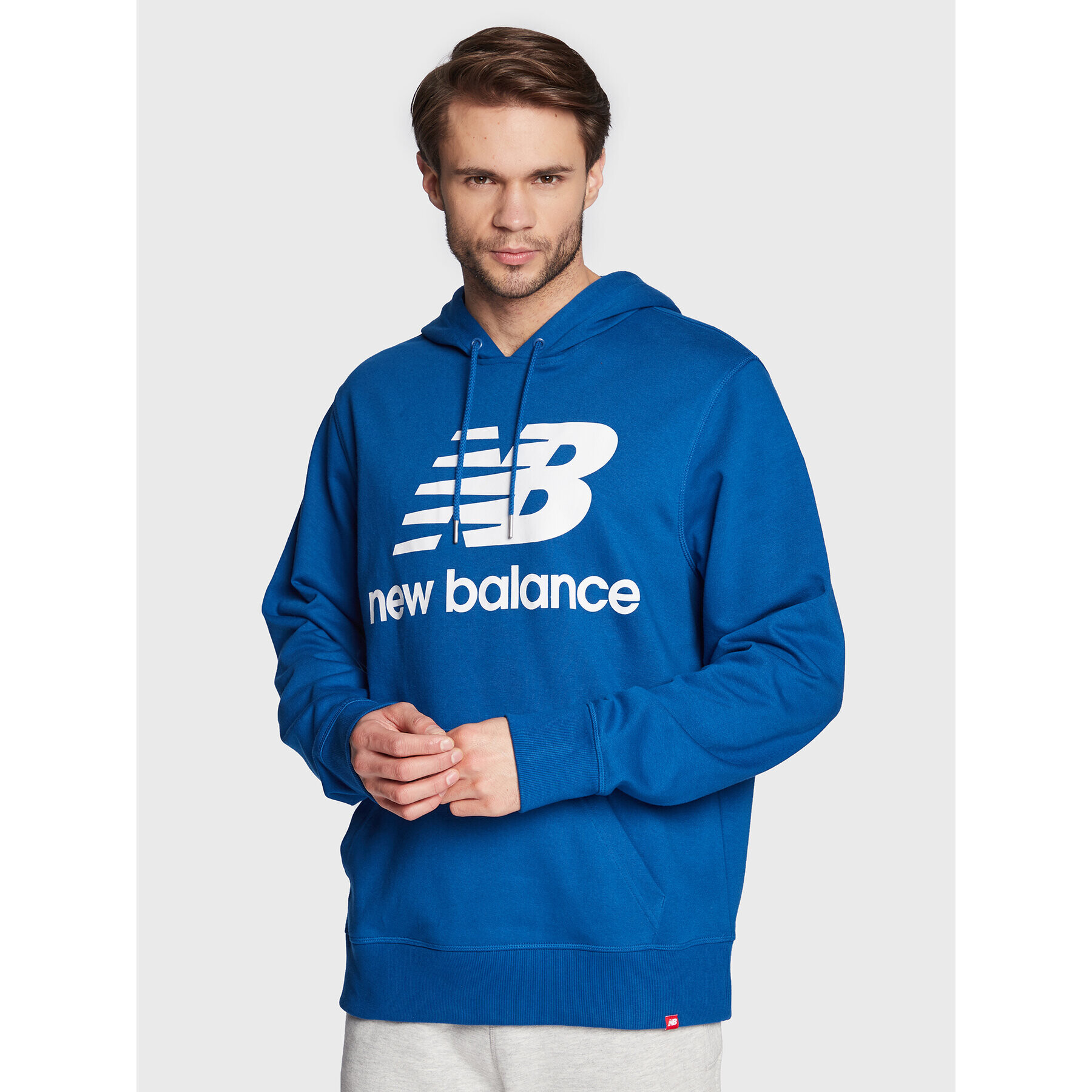 New Balance Суитшърт Essentials Stacked Logo MT03558 Син Relaxed Fit - Pepit.bg