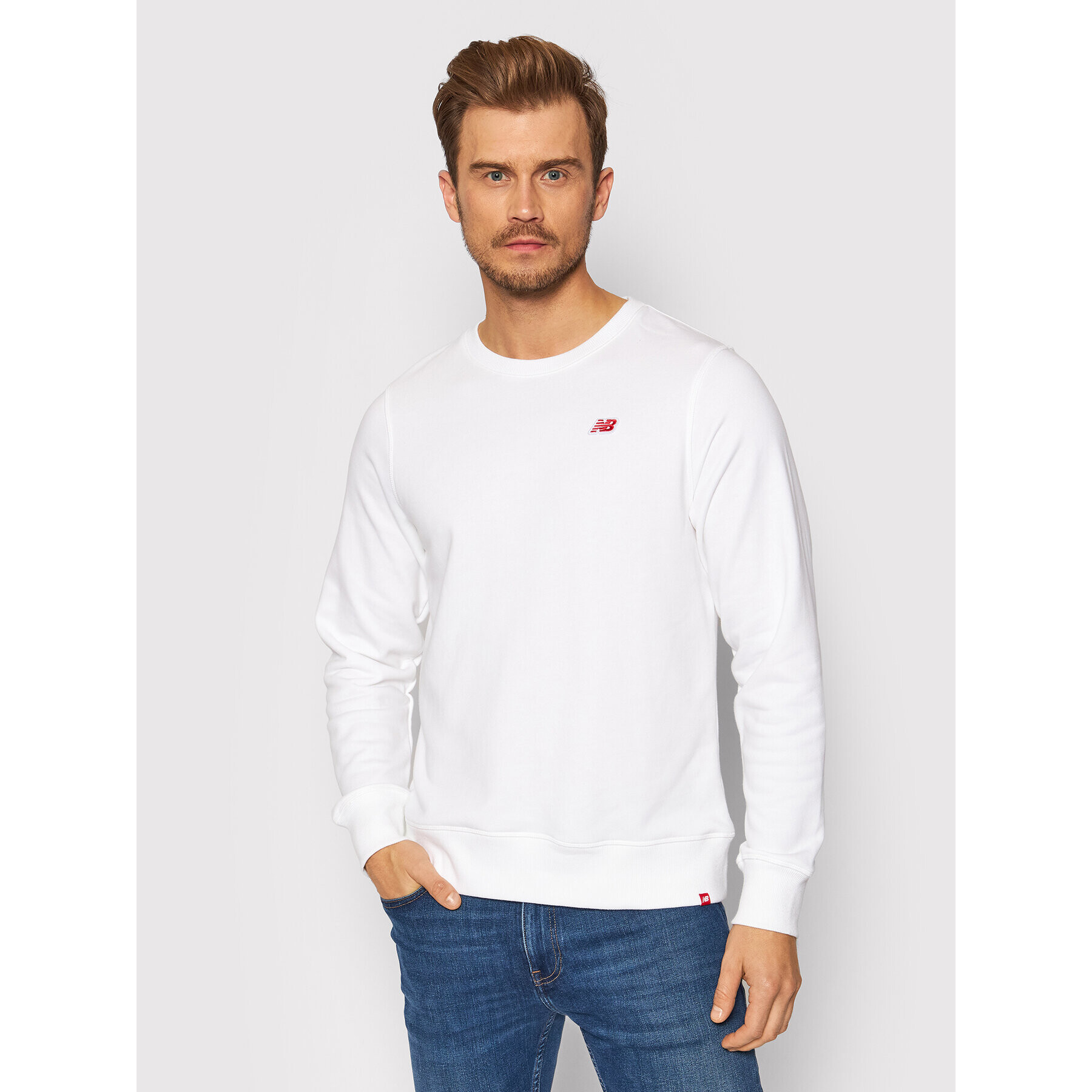 New Balance Суитшърт MT13661 Бял Athletic Fit - Pepit.bg