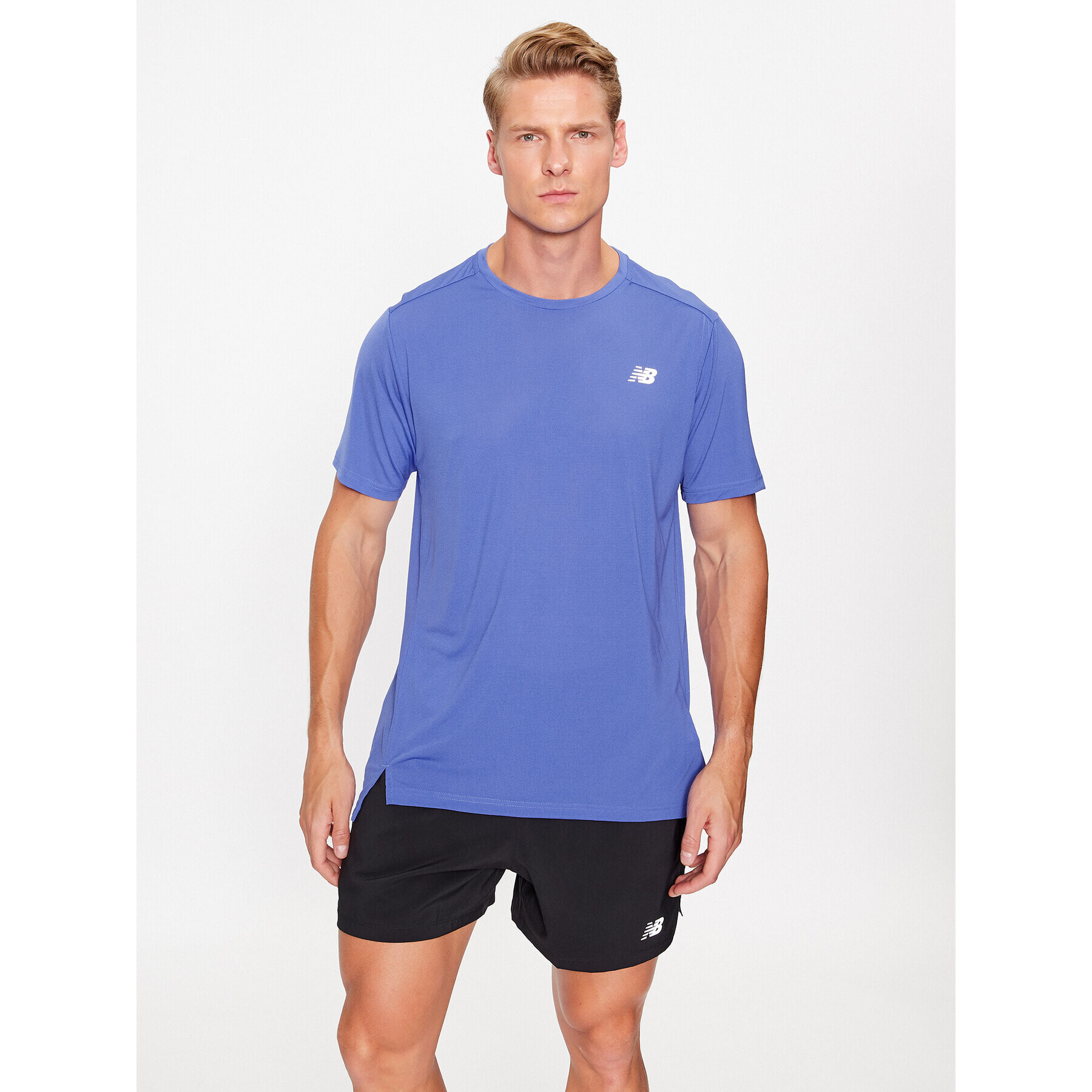 New Balance Тишърт Accelerate Short Sleeve MT23222 Син Regular Fit - Pepit.bg