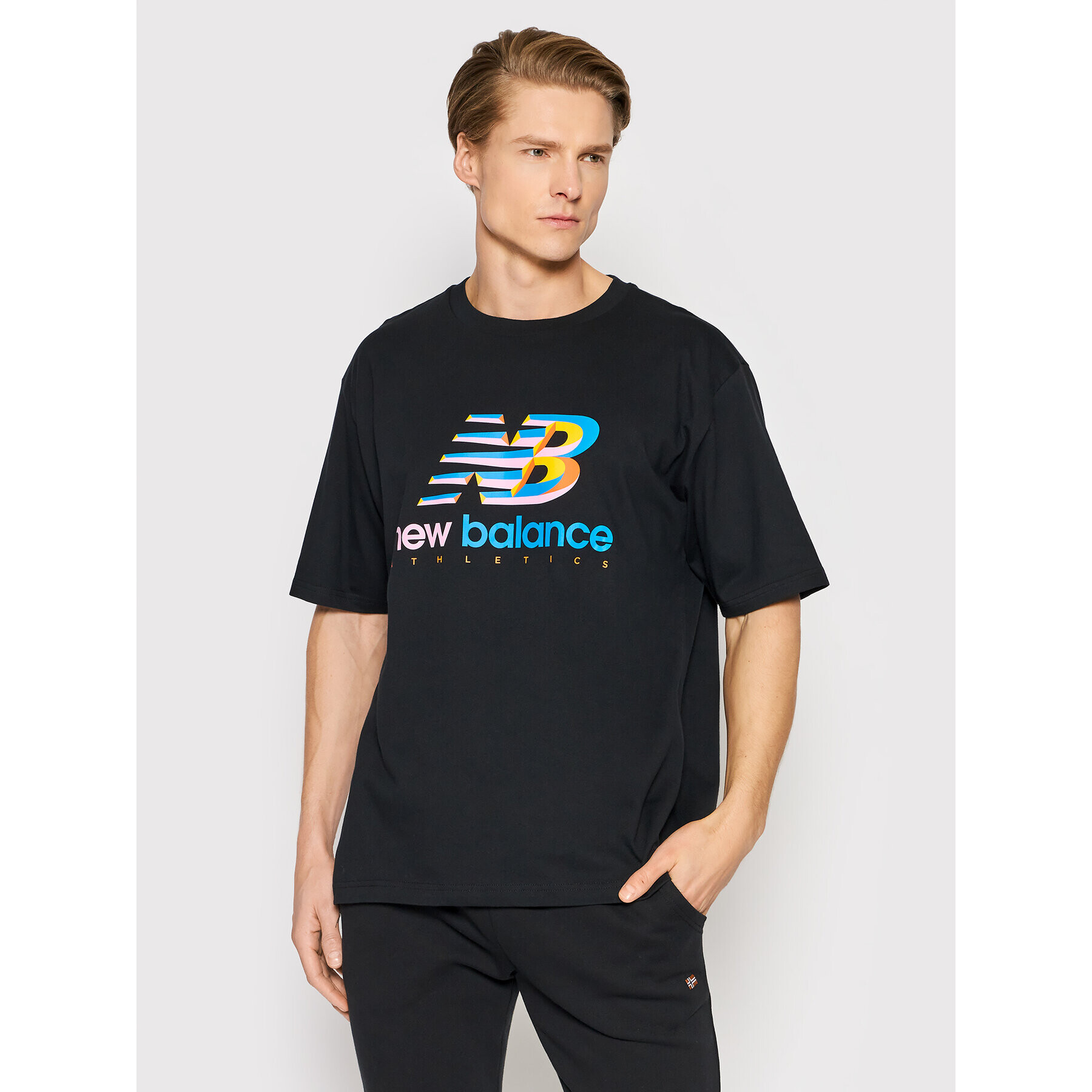 New Balance Тишърт At Amp Logo MT21503 Черен Oversize - Pepit.bg