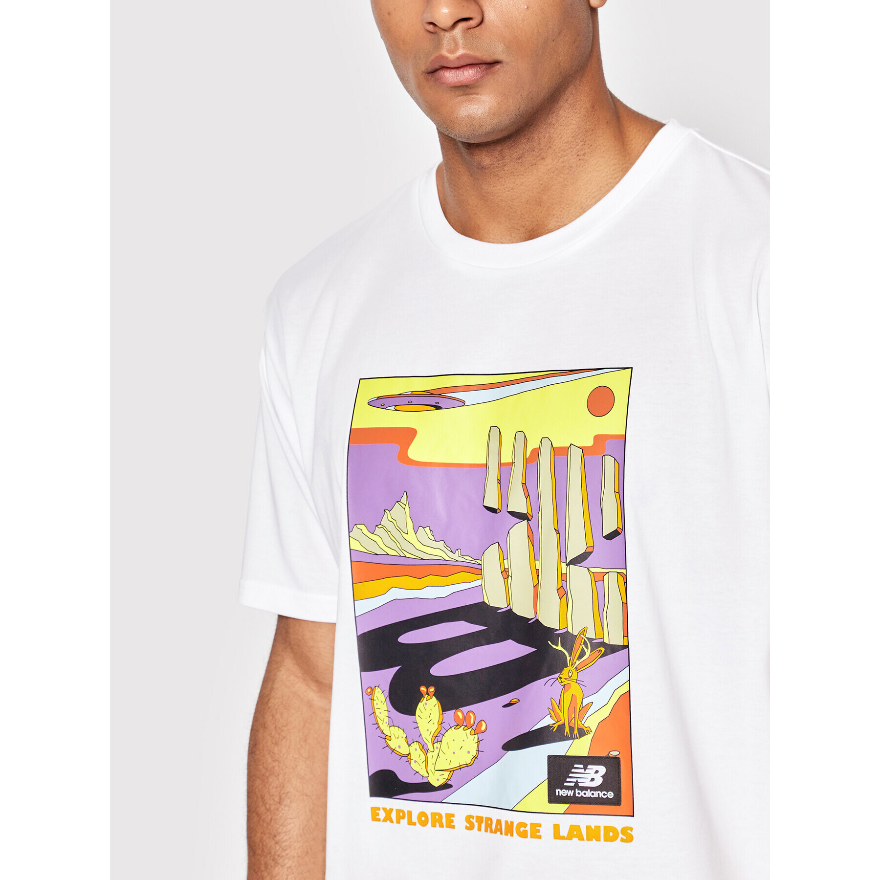 New Balance Тишърт At Graphic Tee MT21509 Бял Relaxed Fit - Pepit.bg