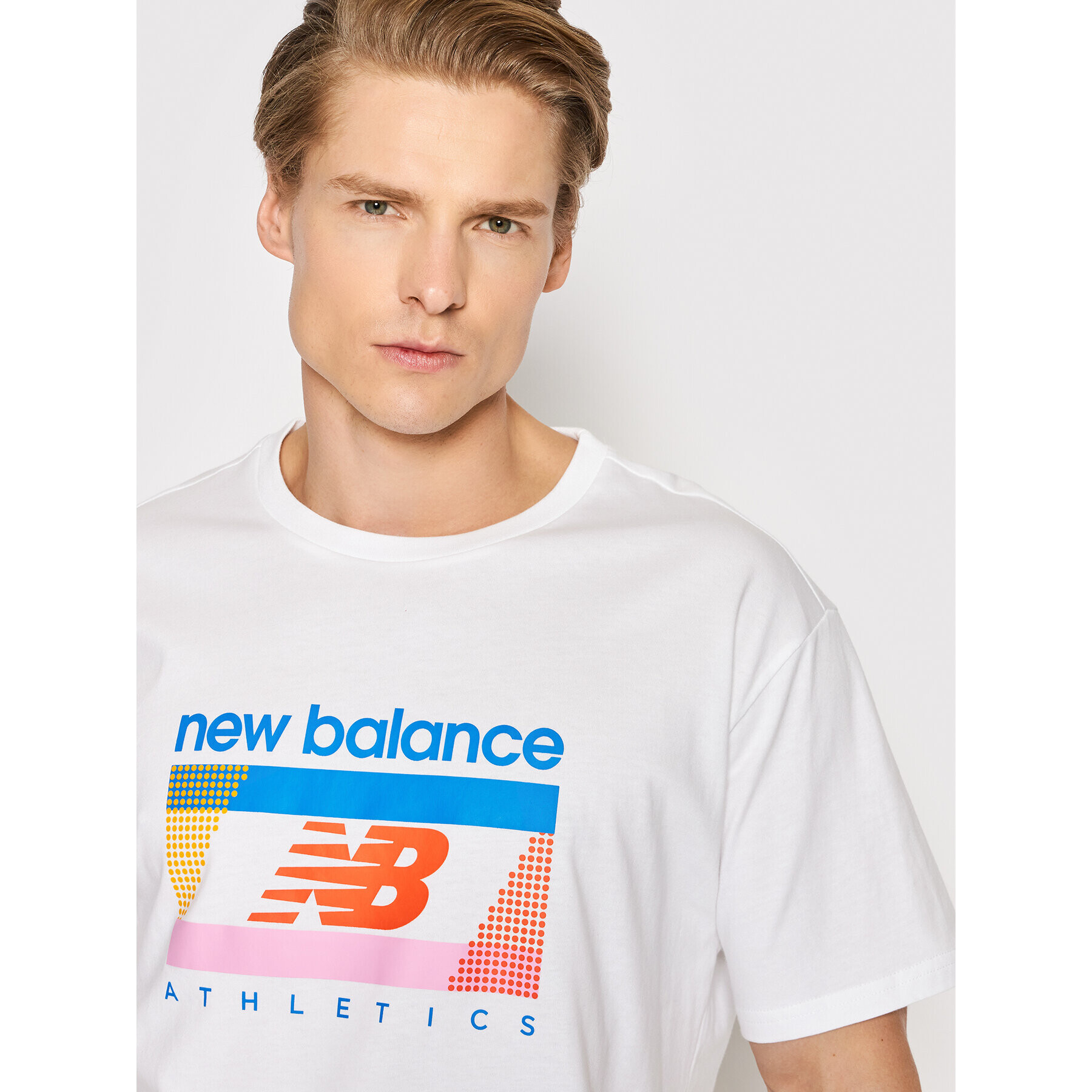 New Balance Тишърт Ath Amp MT21502 Бял Relaxed Fit - Pepit.bg