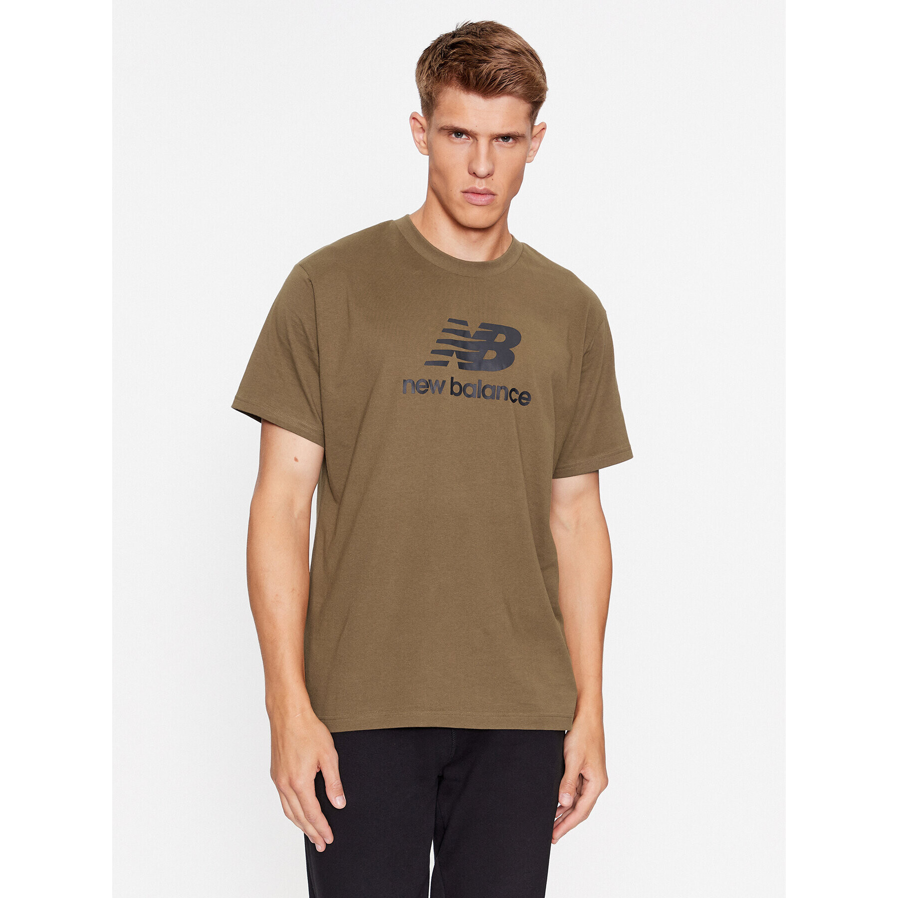 New Balance Тишърт Essentials Stacked Logo Cotton Jersey Short Sleeve T-shirt MT31541 Кафяв Regular Fit - Pepit.bg