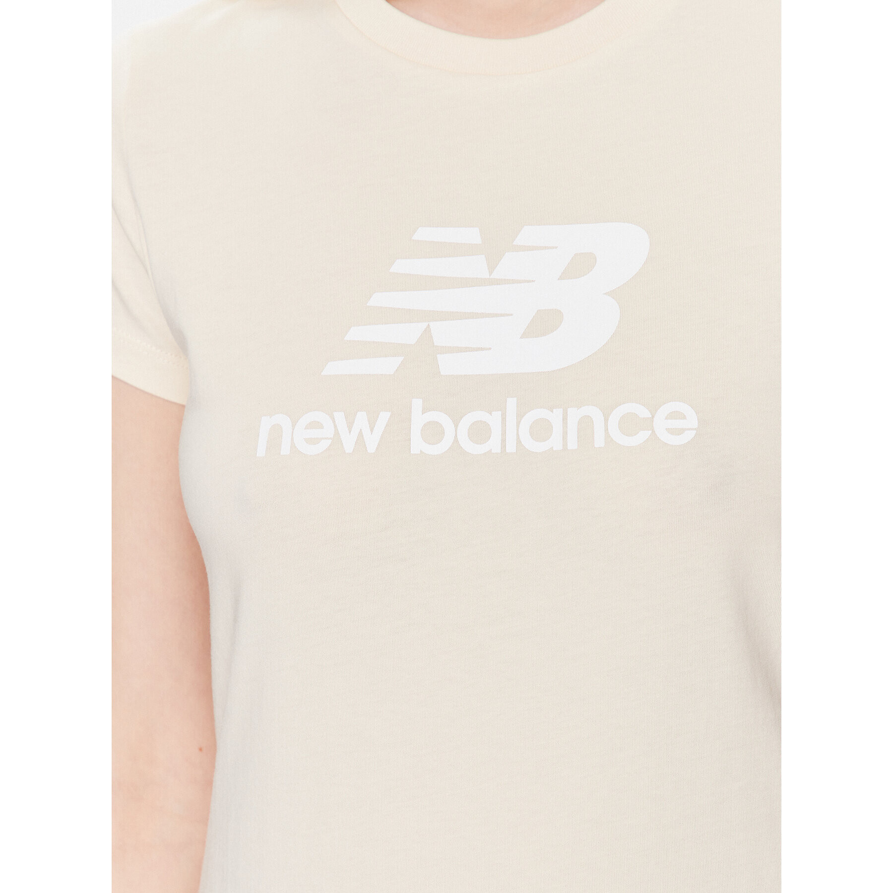 New Balance Тишърт Essentials Stacked Logo WT31546 Бежов Athletic Fit - Pepit.bg