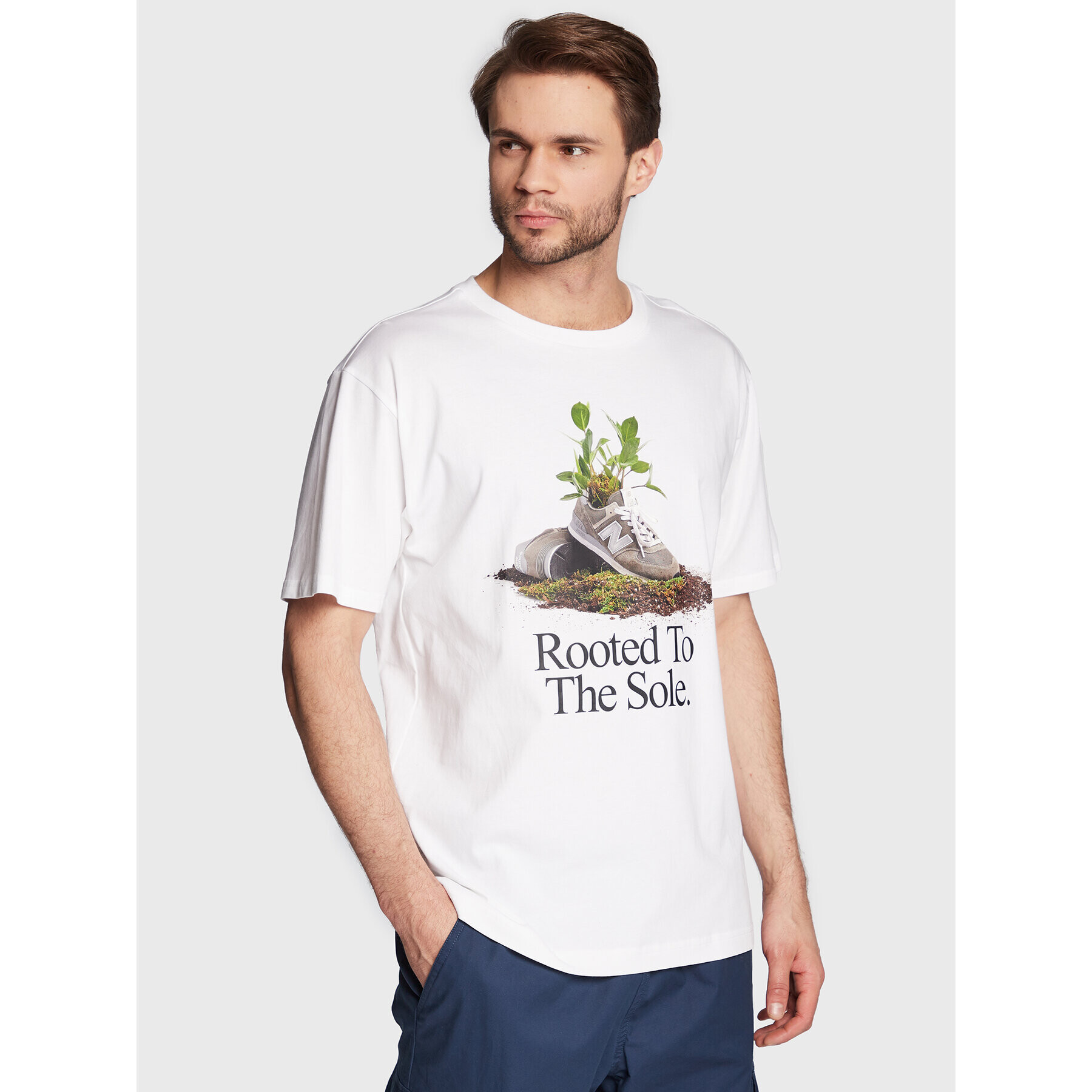 New Balance Тишърт MT23570 Бял Relaxed Fit - Pepit.bg