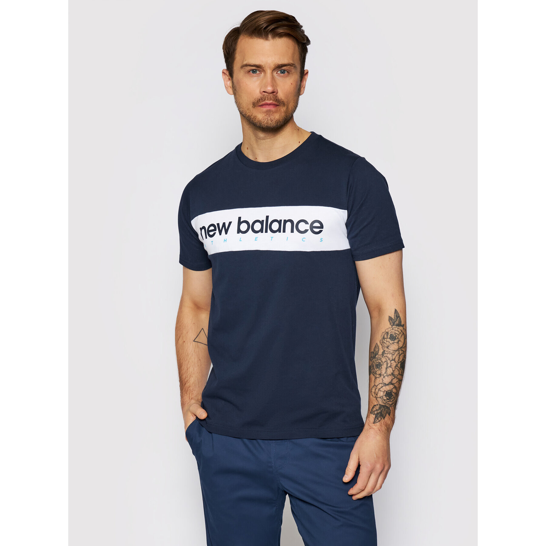 New Balance Тишърт NBMT11548 Тъмносин Relaxed Fit - Pepit.bg