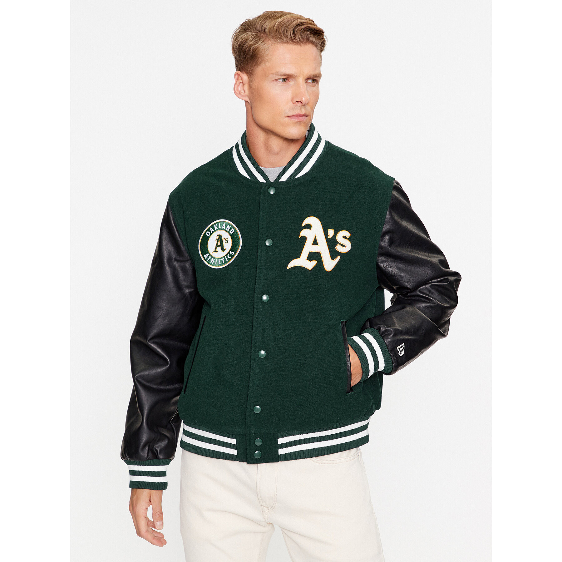 New Era Яке бомбър Large Logo Varsity 60416327 Зелен Regular Fit - Pepit.bg