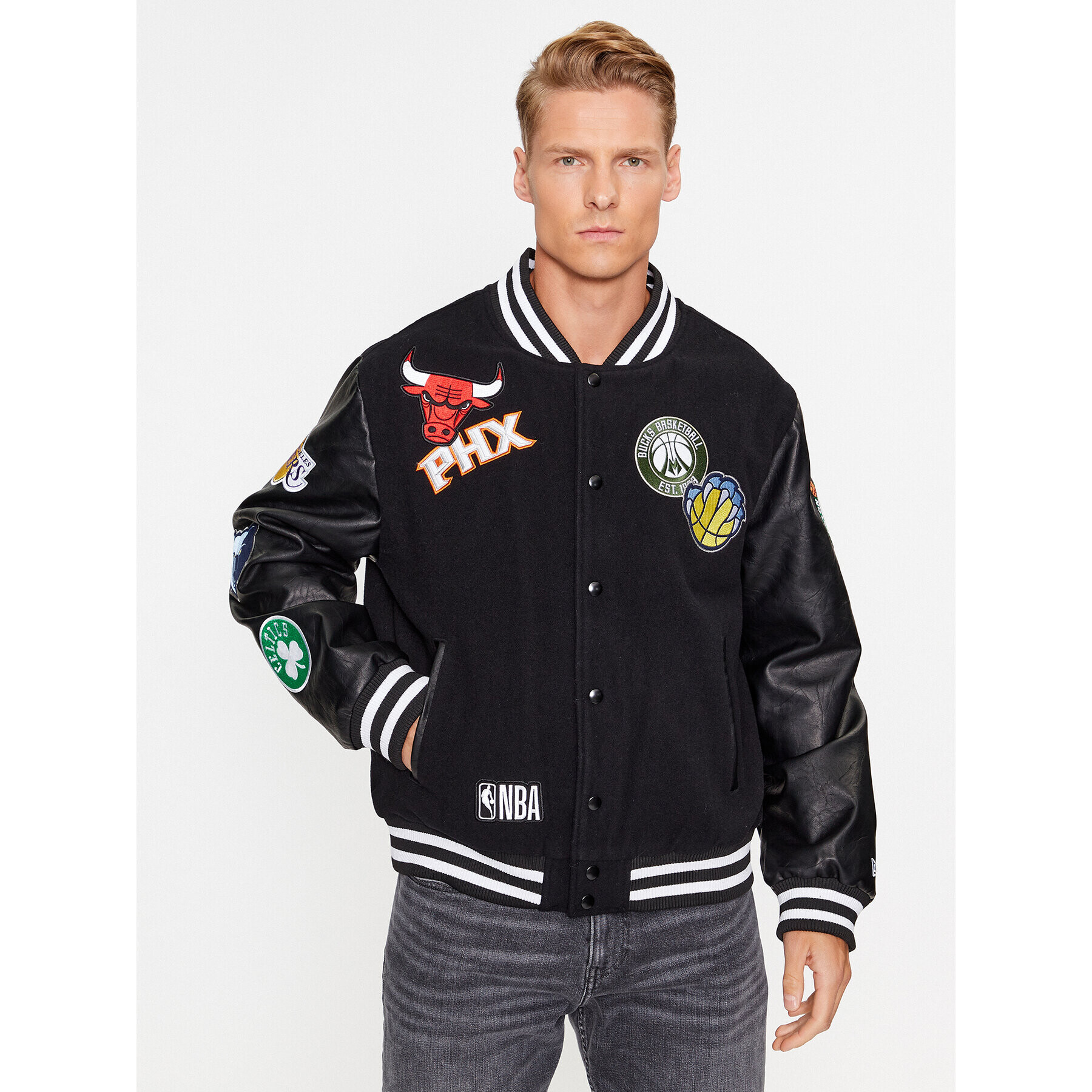 New Era Яке бомбър Nba Badge Varsity 60416374 Черен Regular Fit - Pepit.bg