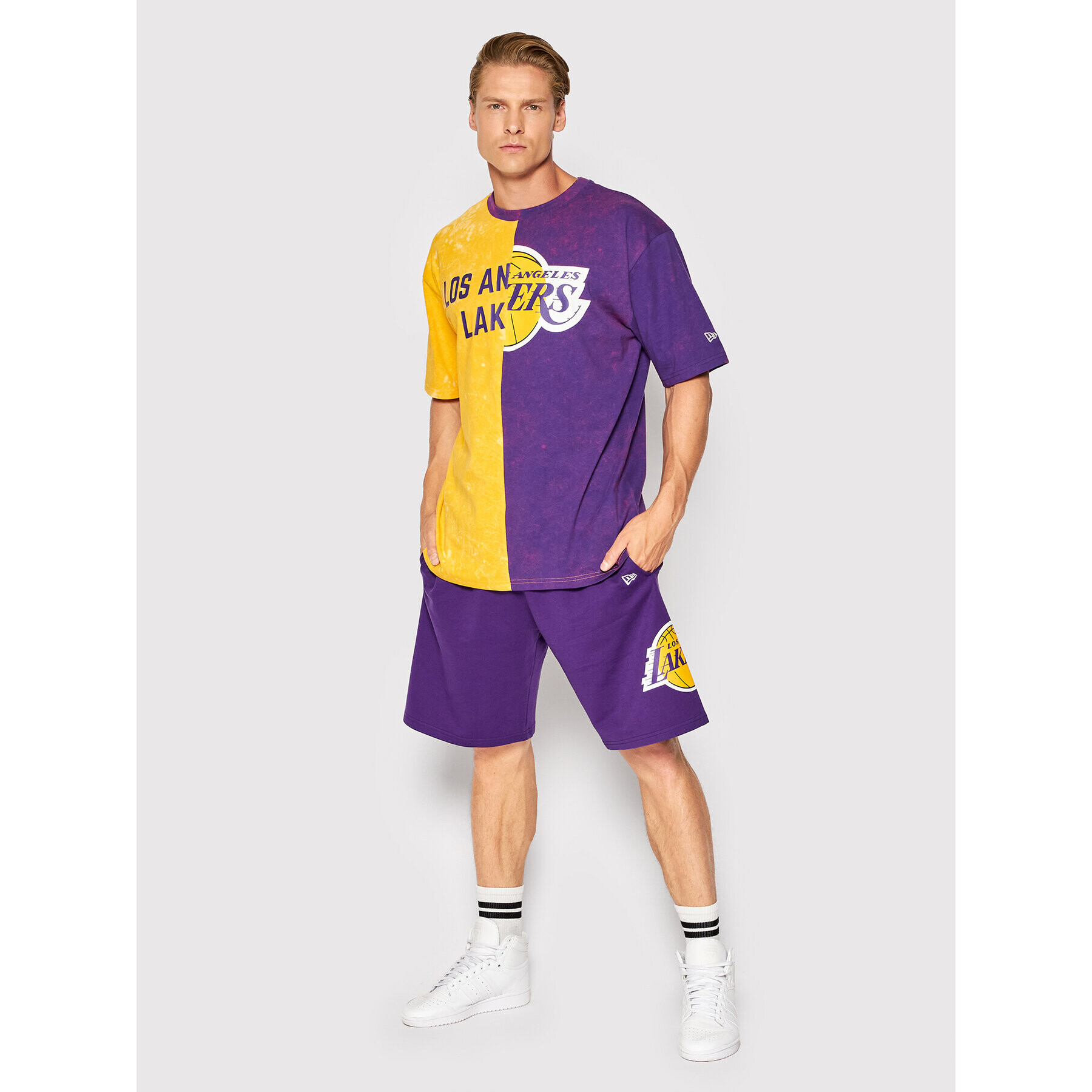 New Era Спортни шорти LA Lakers Washed Team Logo 13083850 Виолетов Regular Fit - Pepit.bg