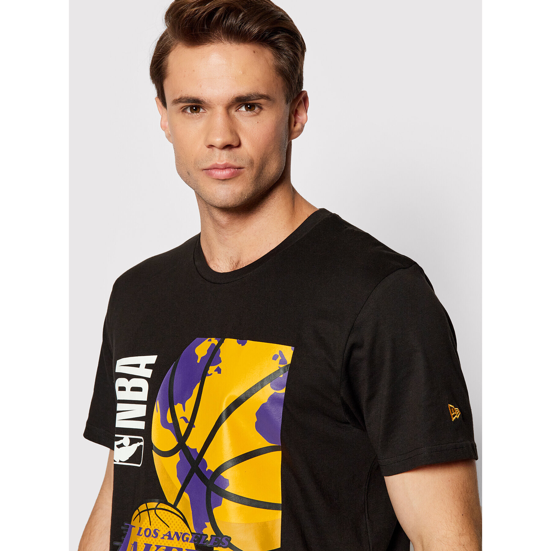 New Era Тишърт Lakers NBA Globe 13083916 Черен Regular Fit - Pepit.bg