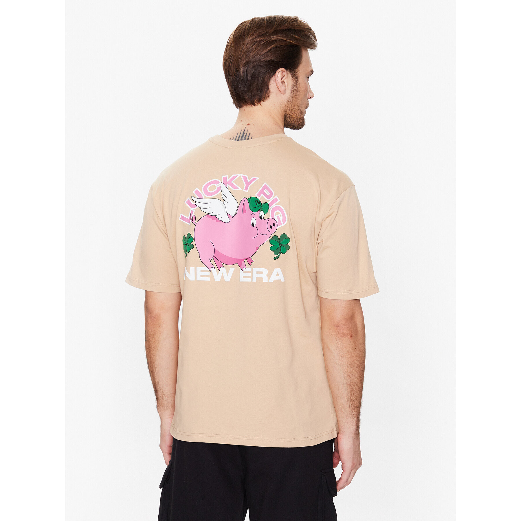 New Era Тишърт Lucky Pig Character 60332260 Бежов Oversize - Pepit.bg