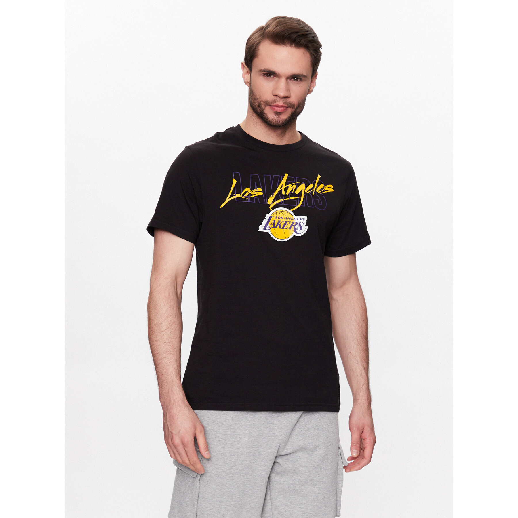 New Era Тишърт NBA Script LA Lakers 60332183 Черен Regular Fit - Pepit.bg