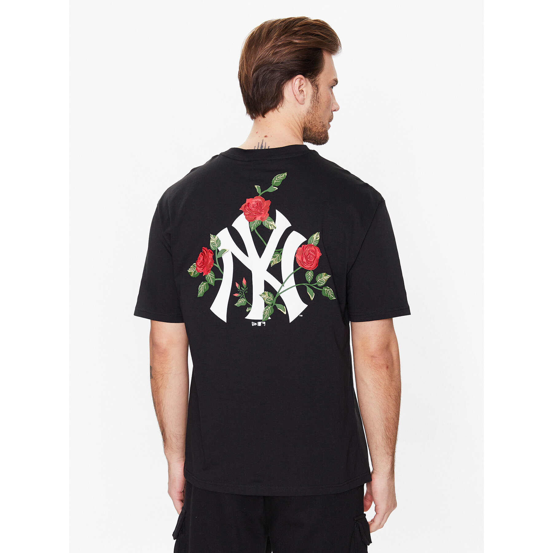 New Era Тишърт New York Yankees Mlb Floral Graphic 60332266 Черен Oversize - Pepit.bg