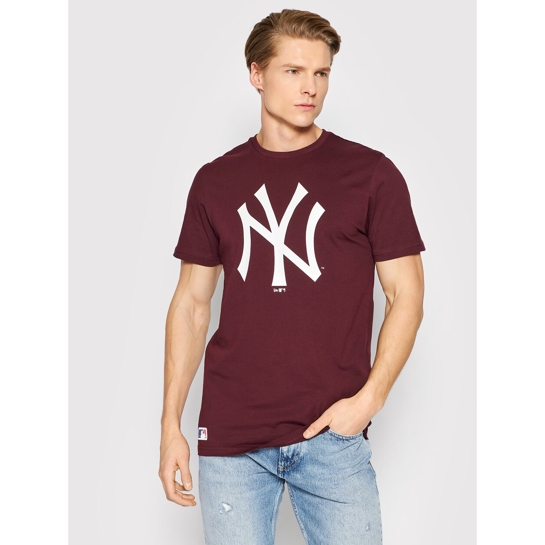 New Era Тишърт New York Yankees MLB Team Logo 11863695 Бордо Regular Fit - Pepit.bg