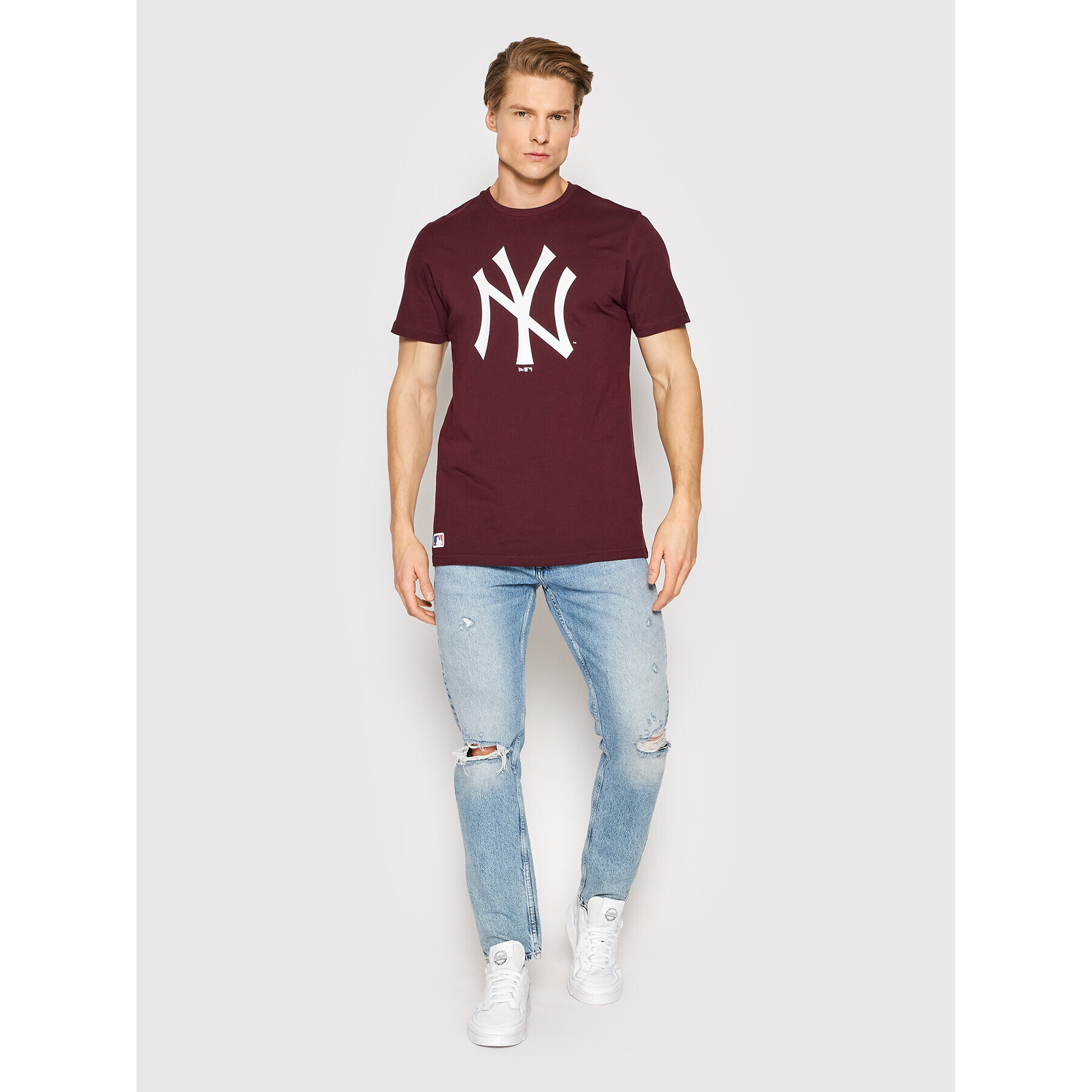 New Era Тишърт New York Yankees MLB Team Logo 11863695 Бордо Regular Fit - Pepit.bg