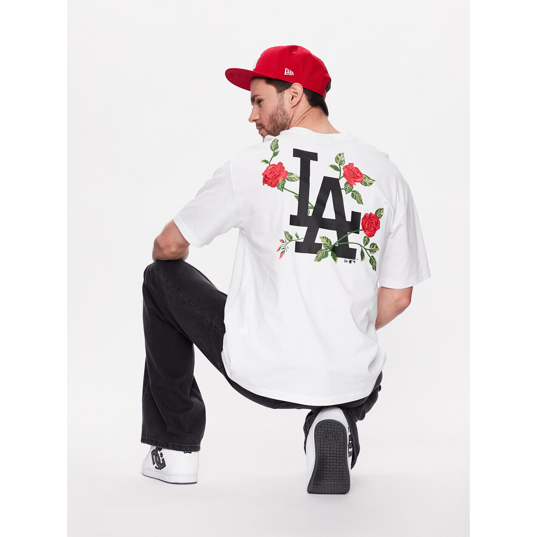 New Era Тишърт Unisex La Dodgers Mlb Floral Graphic 60332265 Бял Oversize - Pepit.bg