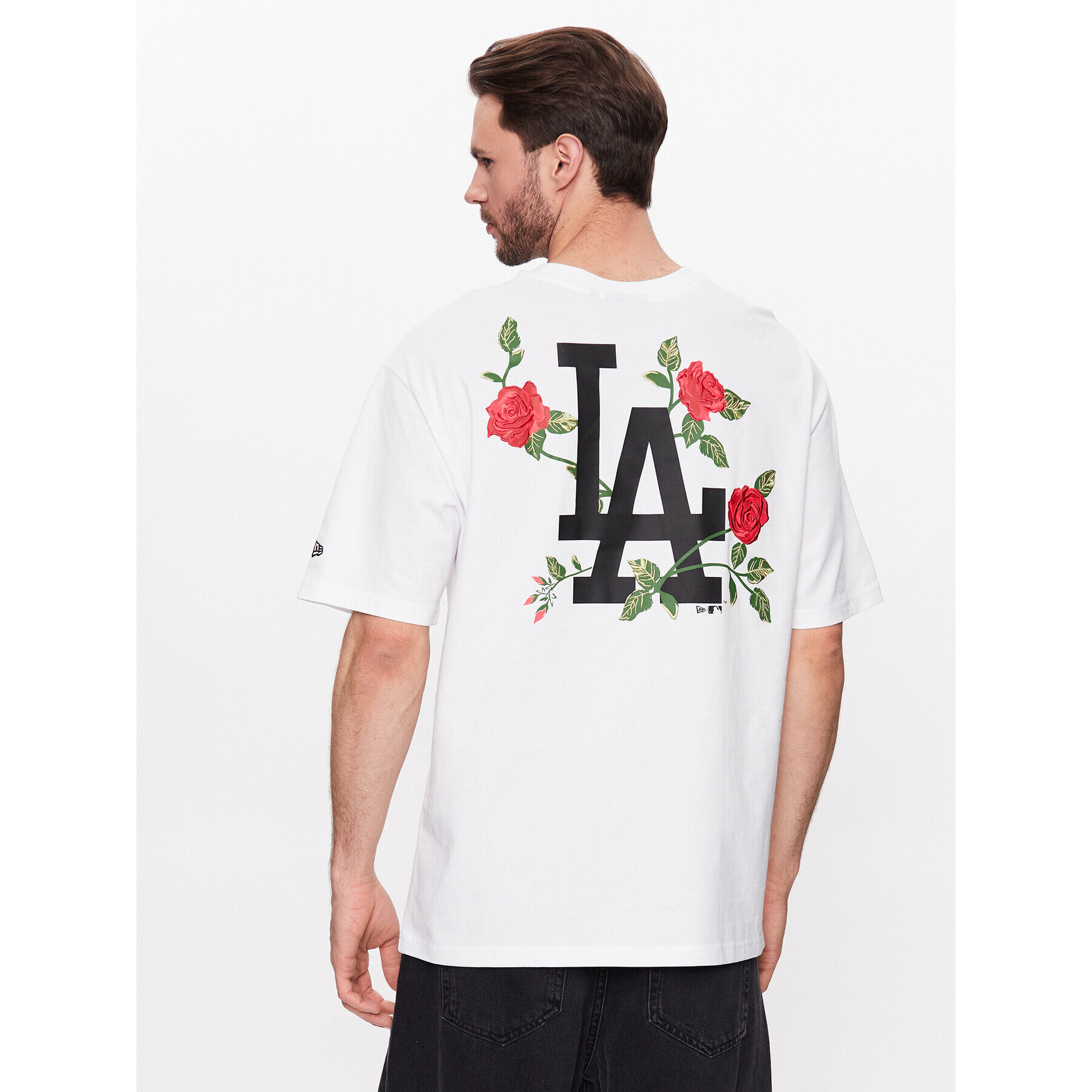 New Era Тишърт Unisex La Dodgers Mlb Floral Graphic 60332265 Бял Oversize - Pepit.bg