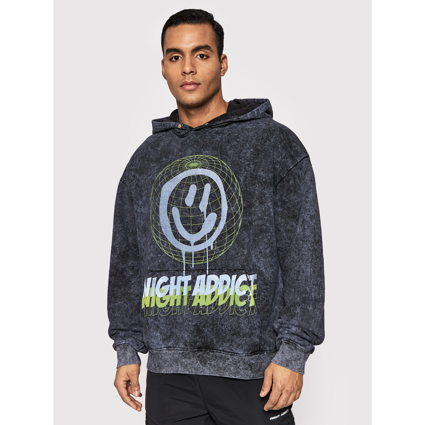 Night Addict Суитшърт MSS-NA412SMILE Сив Relaxed Fit - Pepit.bg