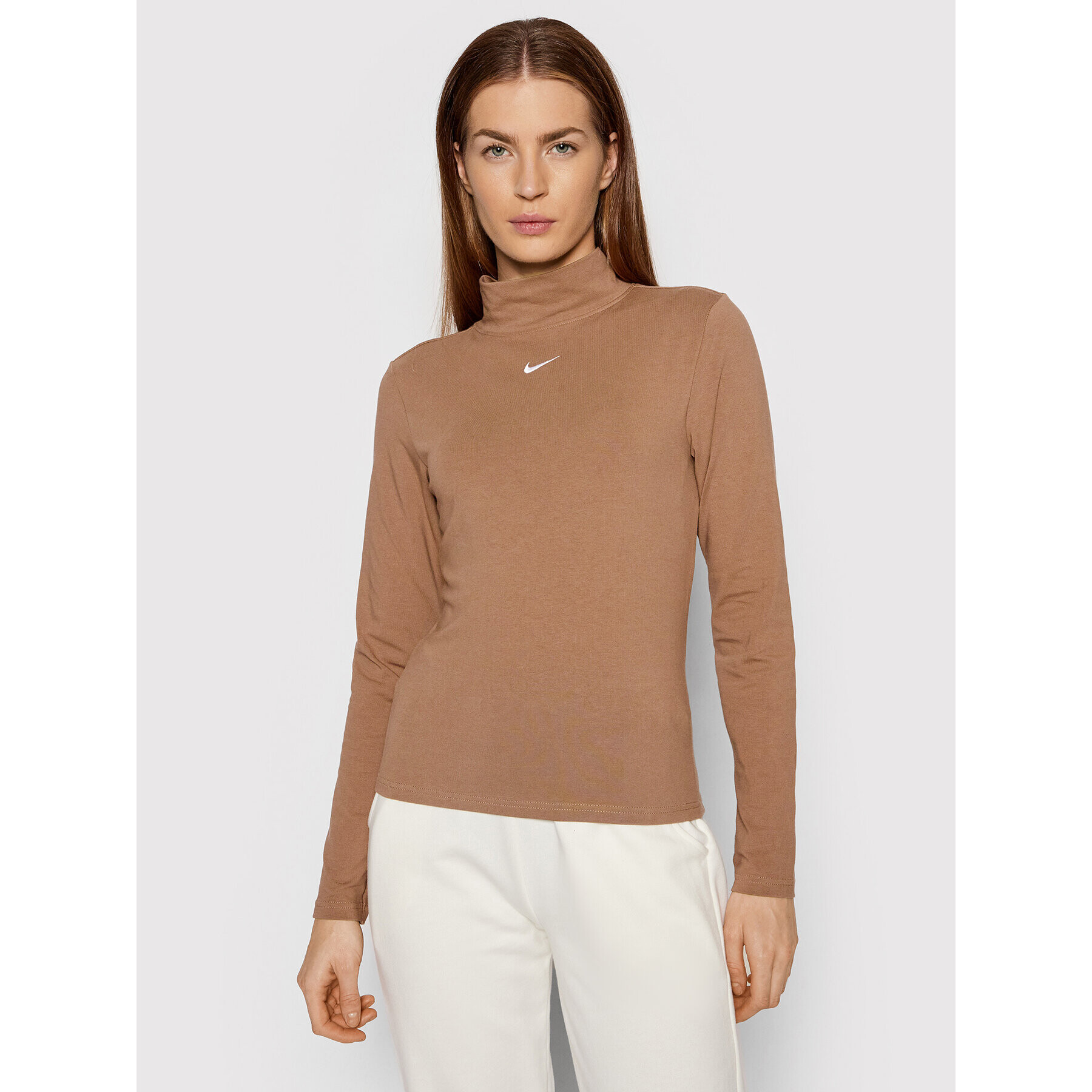 Nike Блуза Essentials DD5882 Кафяв Tight Fit - Pepit.bg