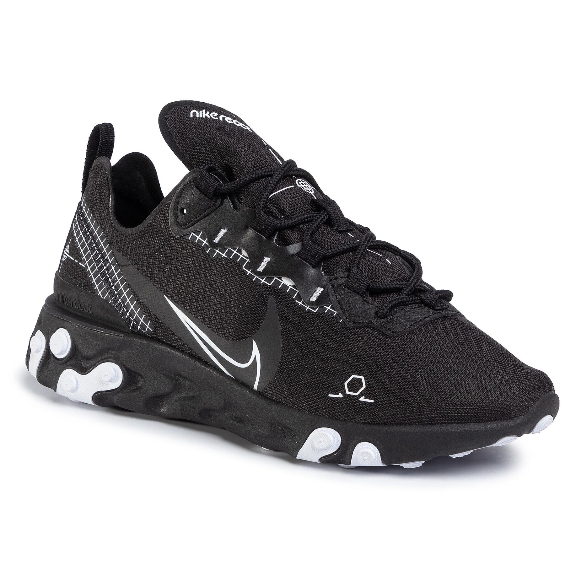 Nike Обувки React Element 55 CU3009 001 Черен - Pepit.bg