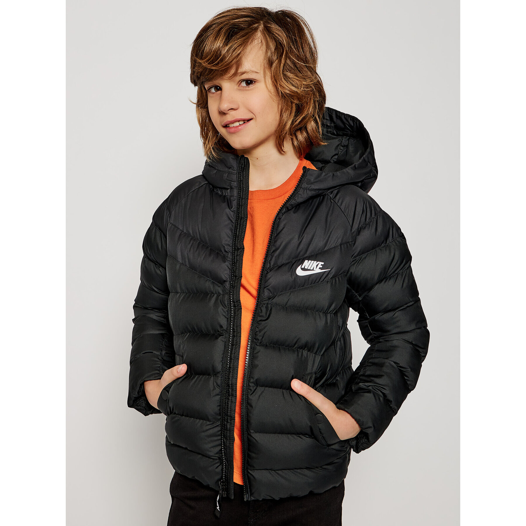 Nike Пухено яке 939554 Черен Loose Fit - Pepit.bg