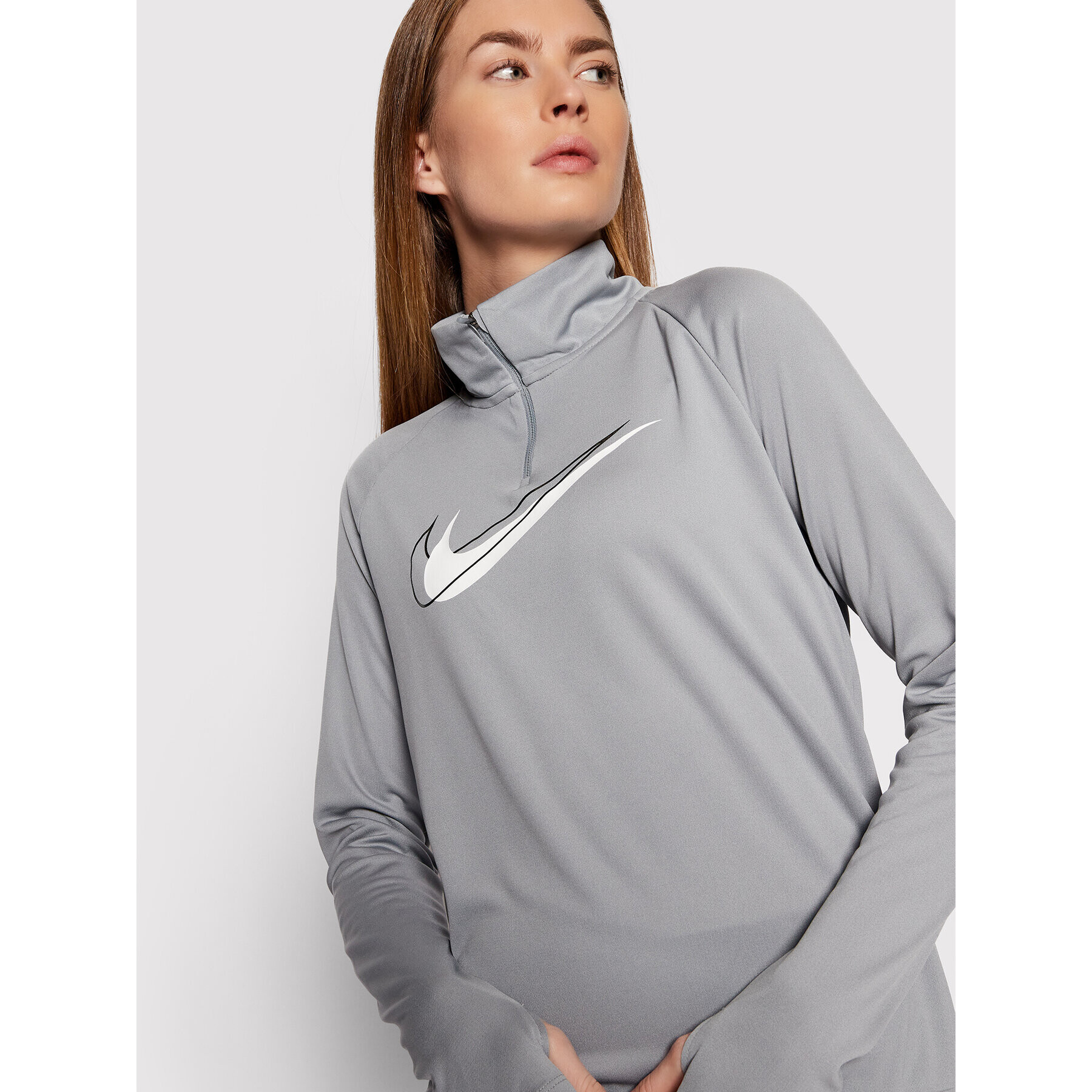 Nike Суитшърт от техническо трико Swoosh Run DD4902 Сив Regular Fit - Pepit.bg