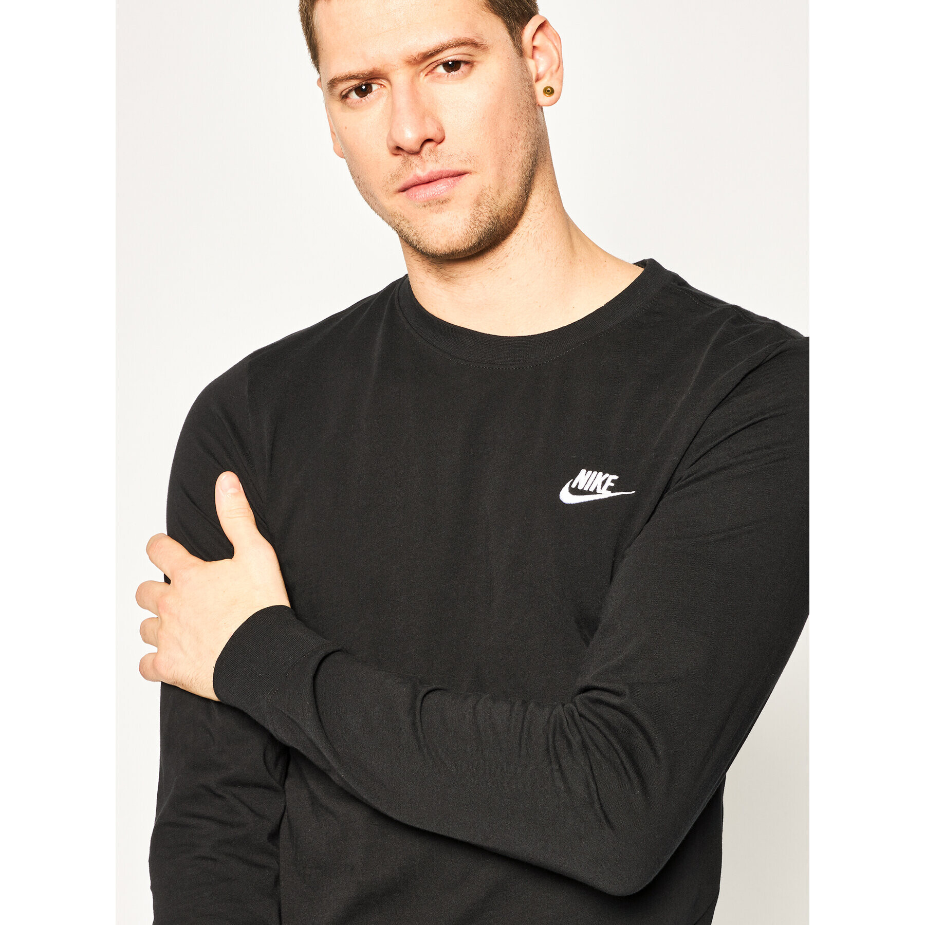 Nike Тениска с дълъг ръкав Nsw Club Tee AR5193 Черен Regular Fit - Pepit.bg