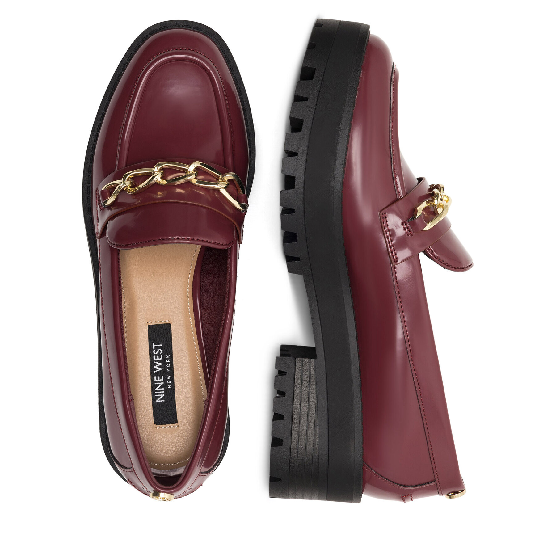 Nine West лоуфъри с дебела подметка NYLA 8123-1 Бордо - Pepit.bg
