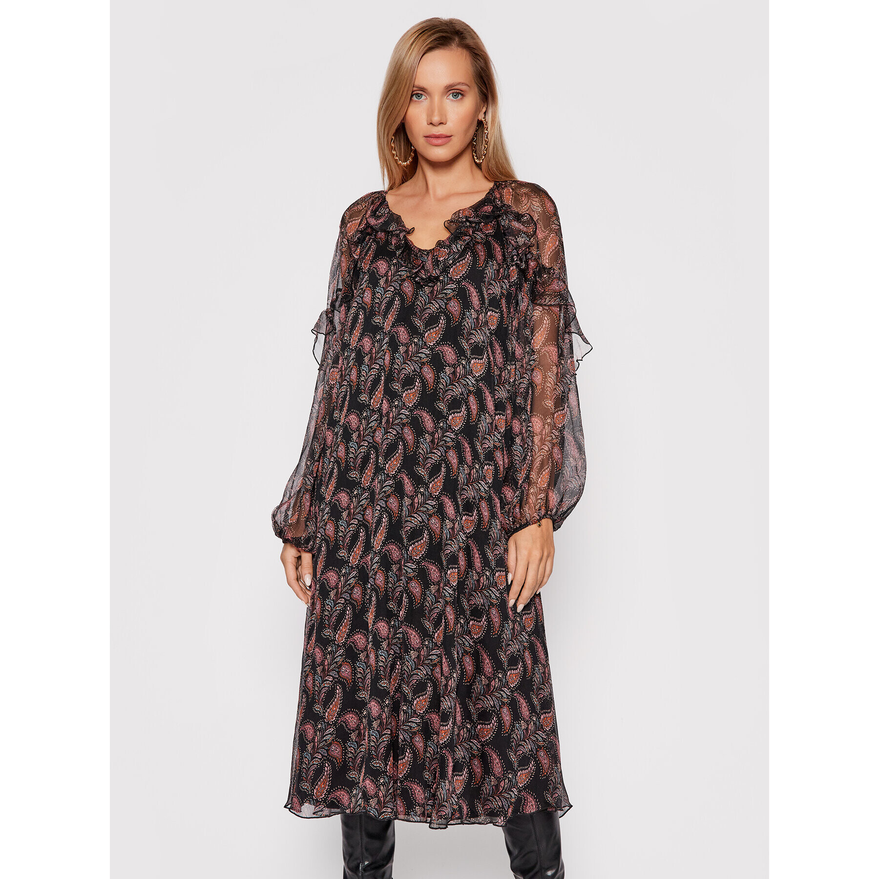 Nissa Ежедневна рокля RC12608 Черен Relaxed Fit - Pepit.bg