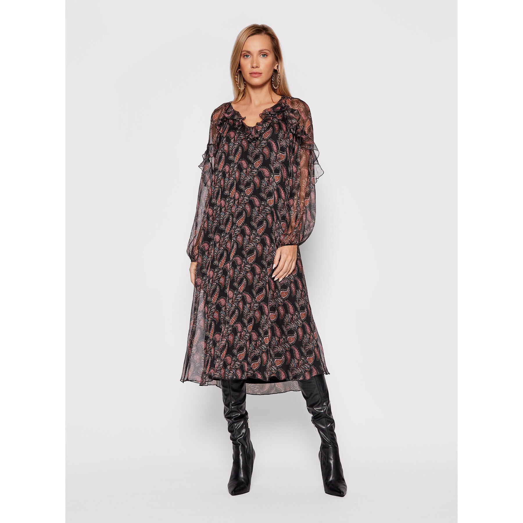 Nissa Ежедневна рокля RC12608 Черен Relaxed Fit - Pepit.bg