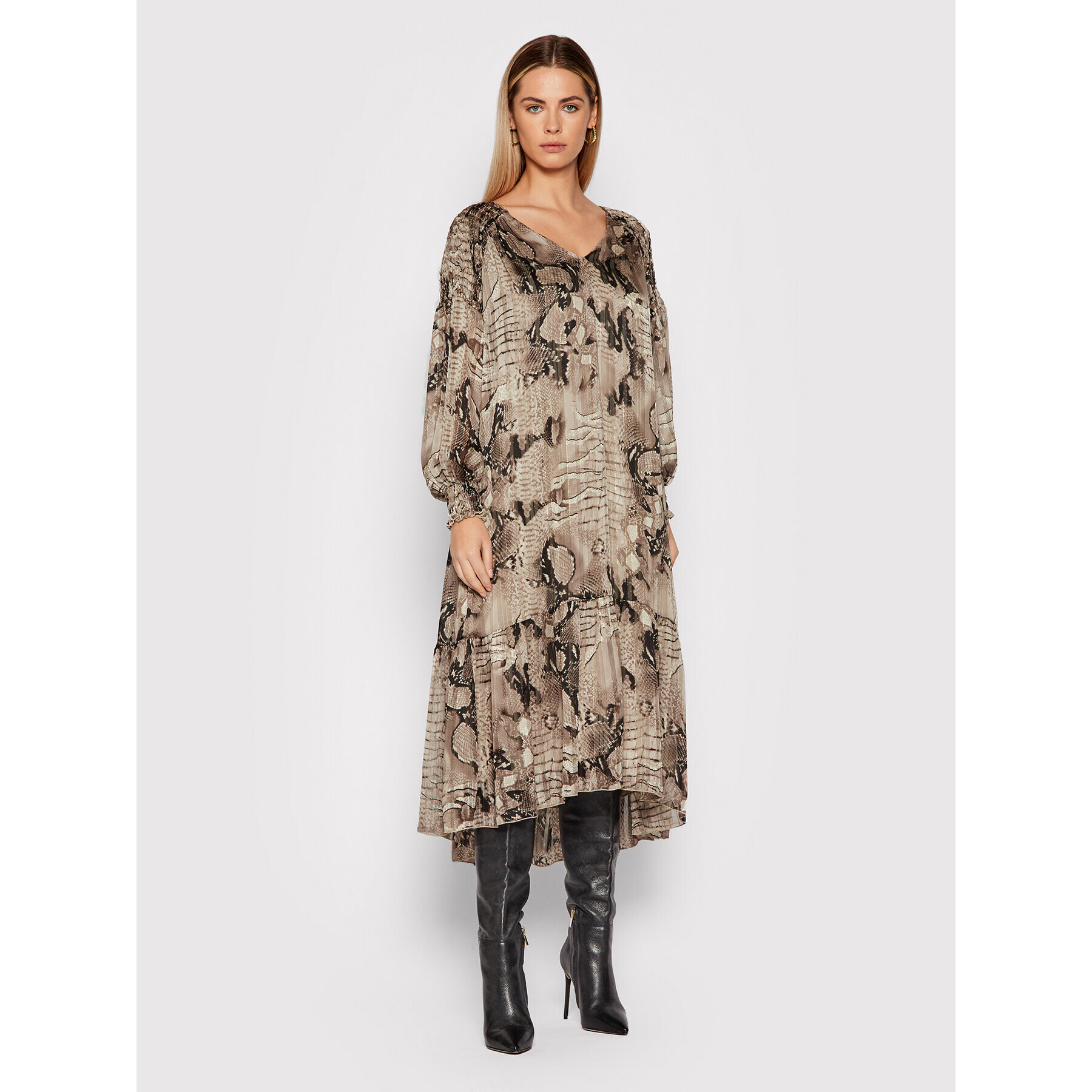 Nissa Ежедневна рокля RZ12519 Кафяв Regular Fit - Pepit.bg
