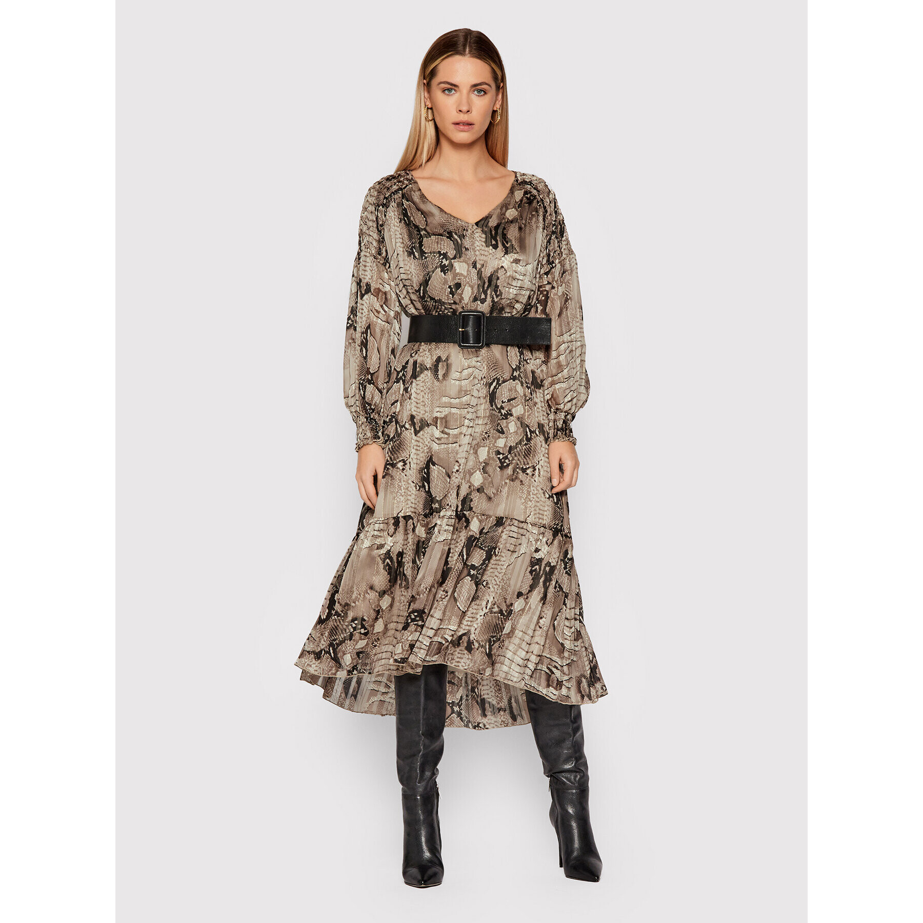 Nissa Ежедневна рокля RZ12519 Кафяв Regular Fit - Pepit.bg