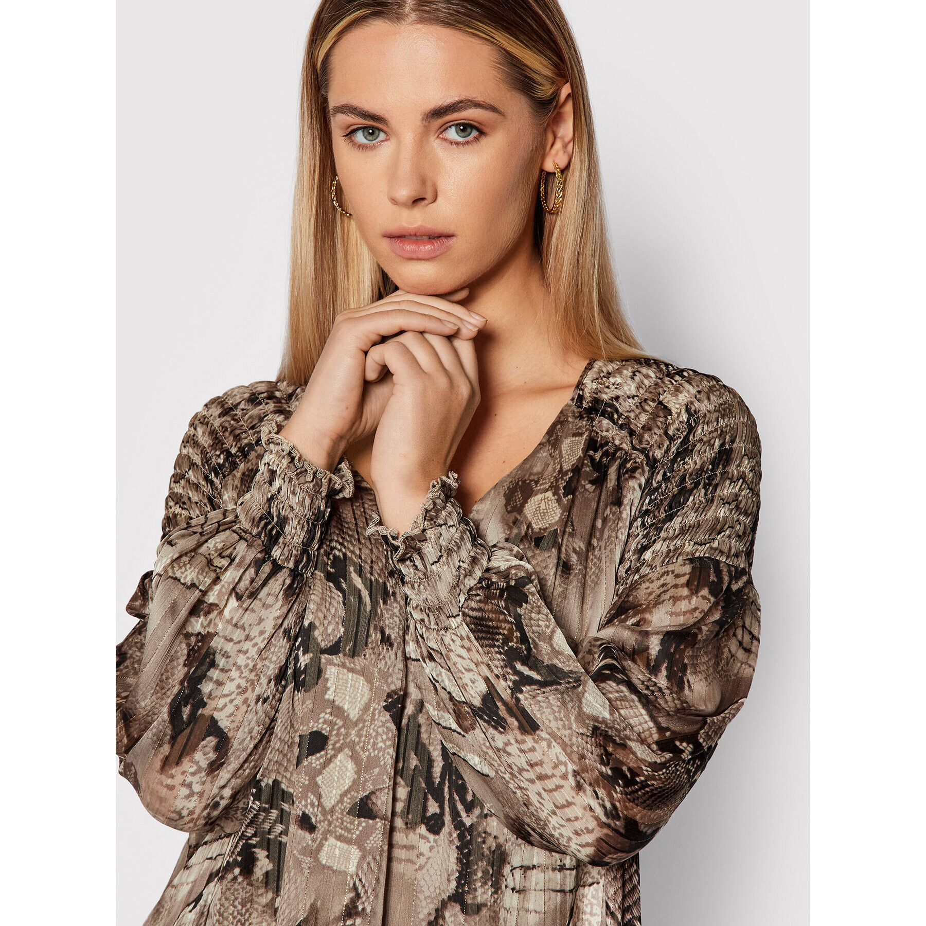 Nissa Ежедневна рокля RZ12519 Кафяв Regular Fit - Pepit.bg