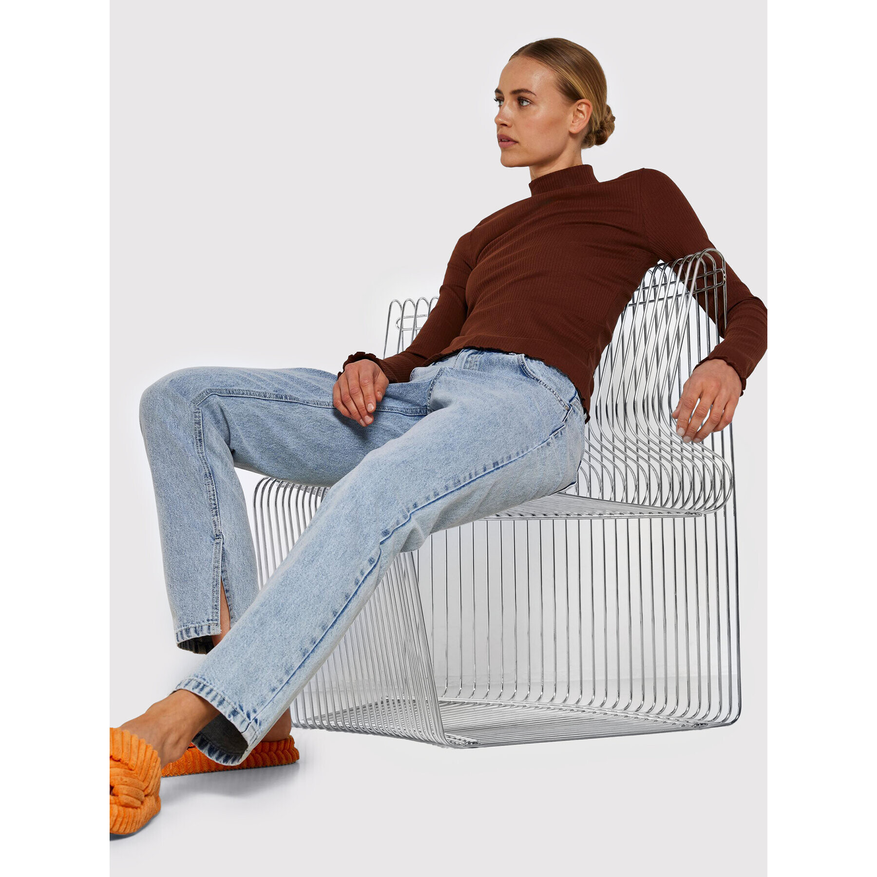 Noisy May Блуза Drakey 27021338 Кафяв Slim Fit - Pepit.bg