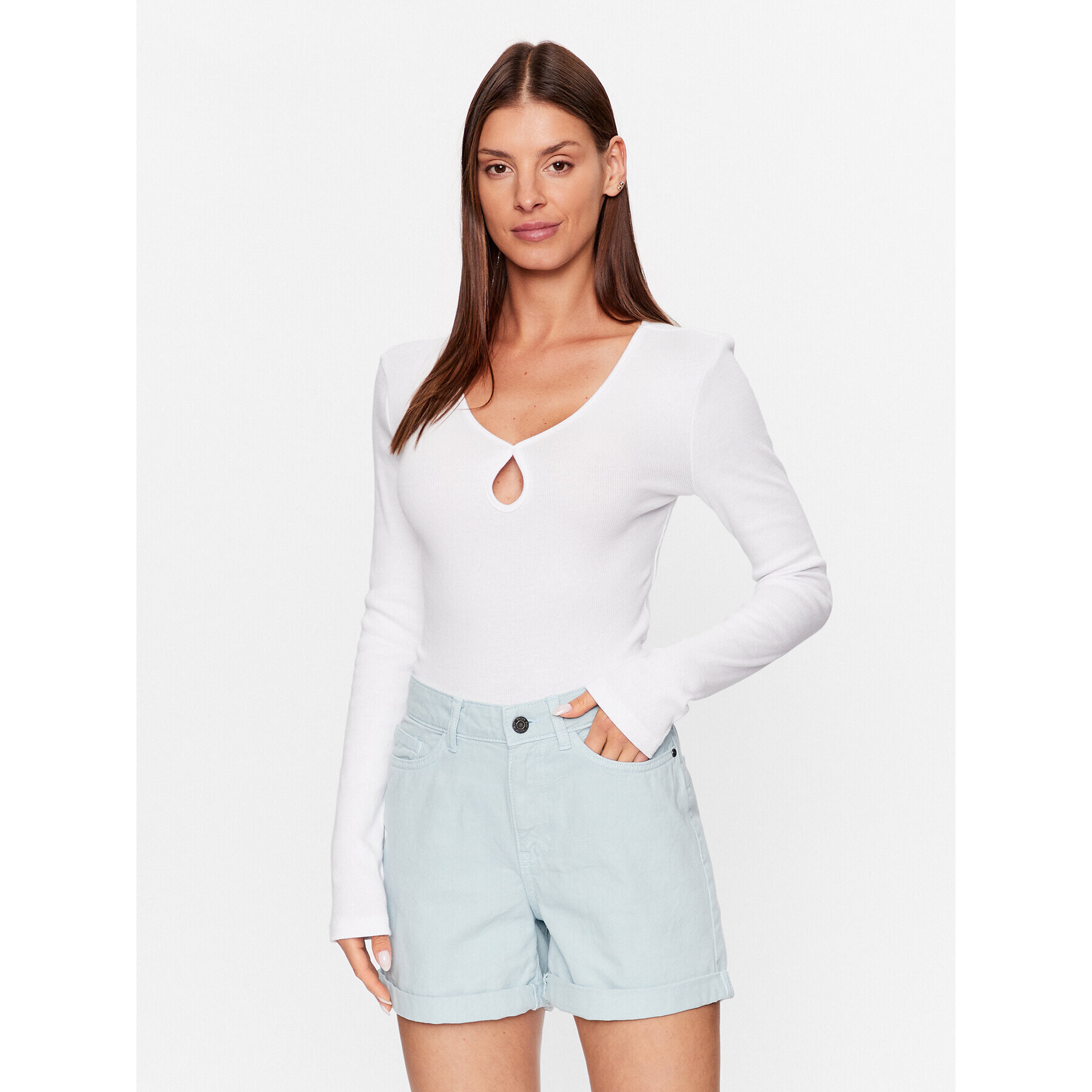 Noisy May Блуза Maya 27026248 Бял Slim Fit - Pepit.bg