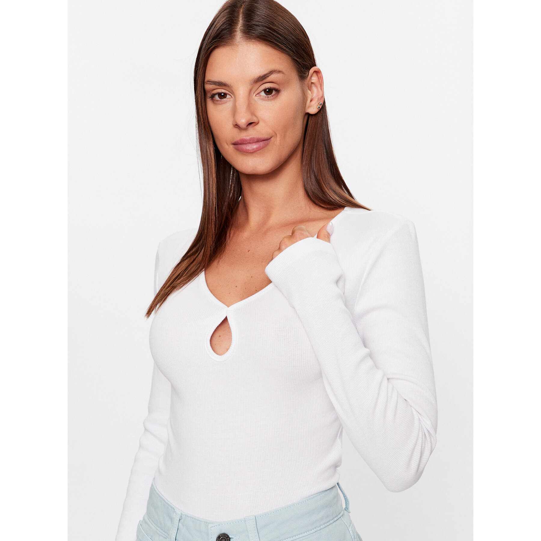 Noisy May Блуза Maya 27026248 Бял Slim Fit - Pepit.bg