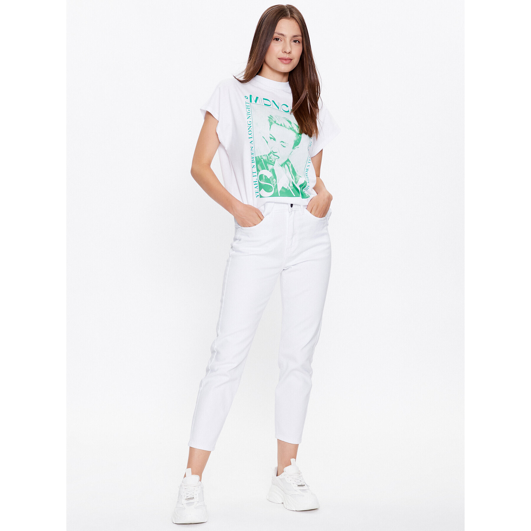 Noisy May Дънки Moni 27024230 Бял Straight Fit - Pepit.bg