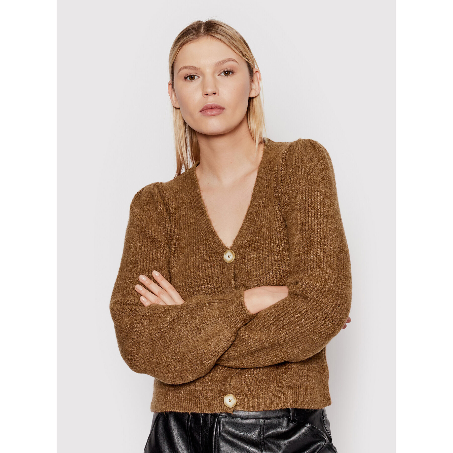 Noisy May Кардиган Son 27019223 Кафяв Regular Fit - Pepit.bg