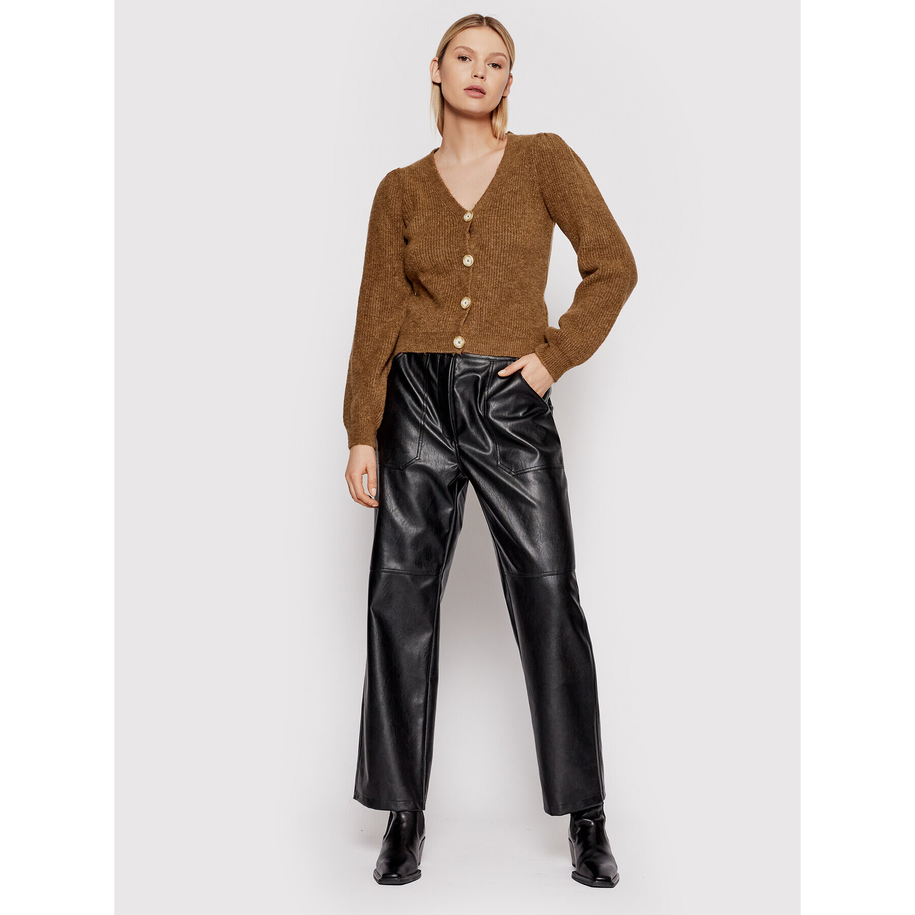 Noisy May Кардиган Son 27019223 Кафяв Regular Fit - Pepit.bg