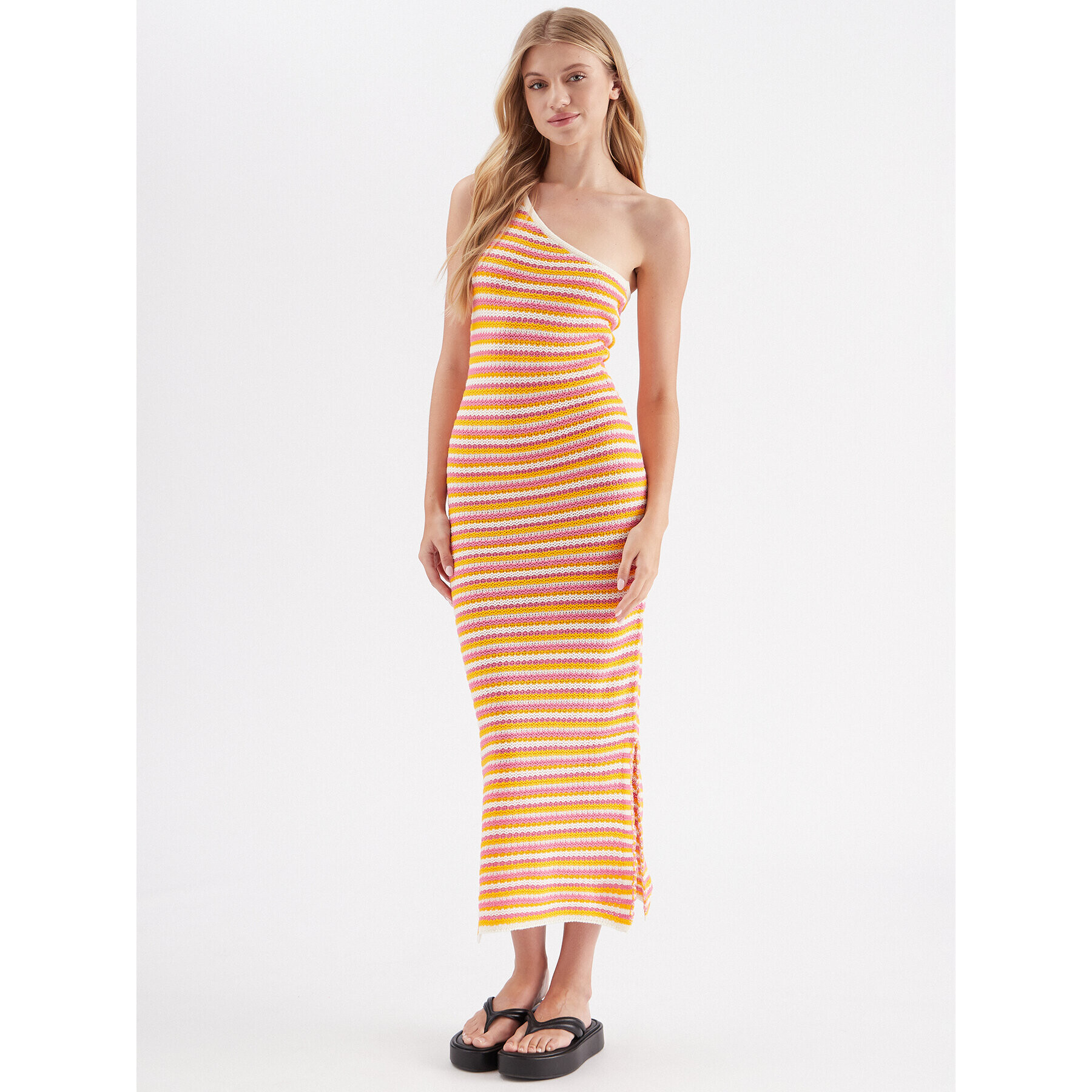 Noisy May Плетена рокля Dee 27025840 Бял Slim Fit - Pepit.bg
