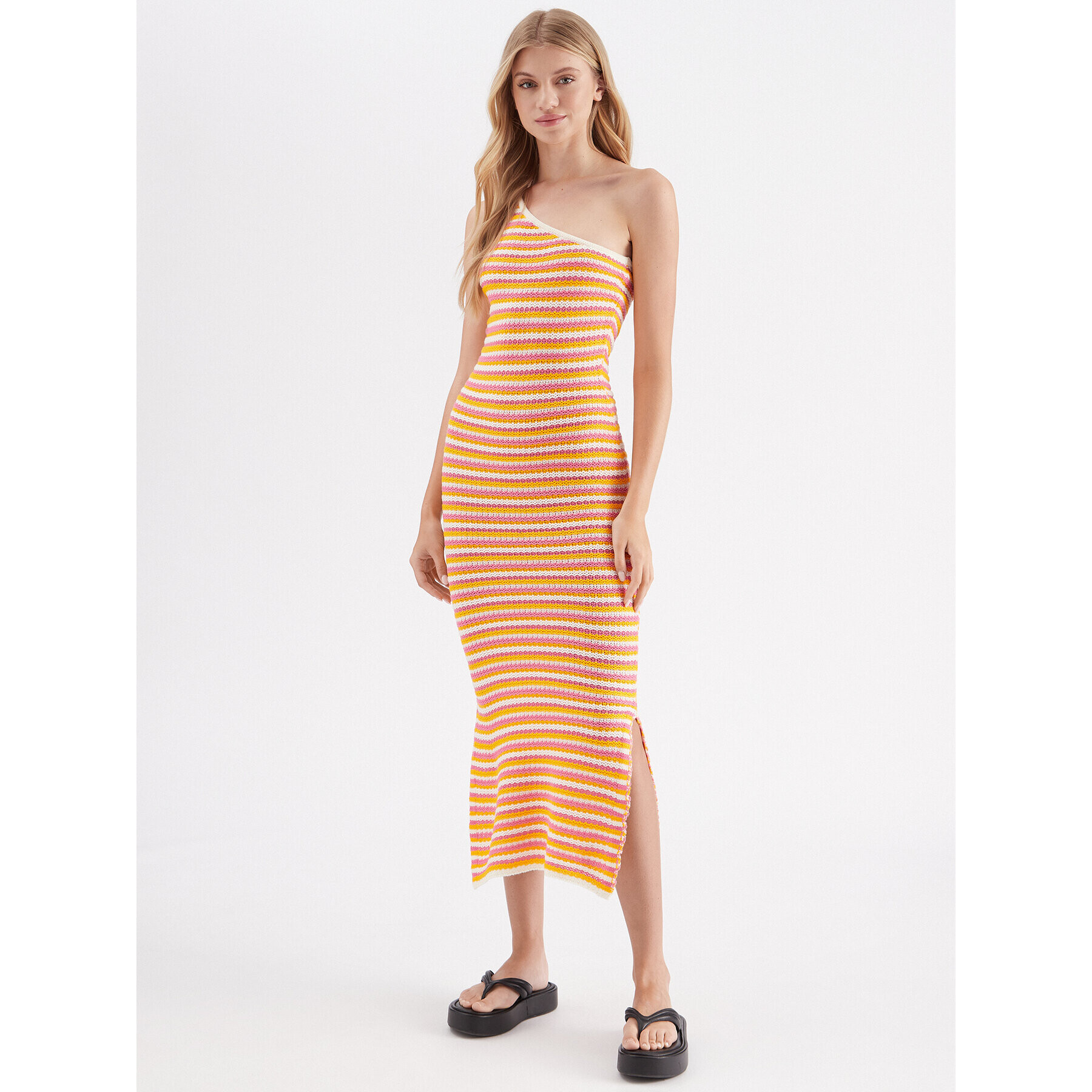 Noisy May Плетена рокля Dee 27025840 Бял Slim Fit - Pepit.bg