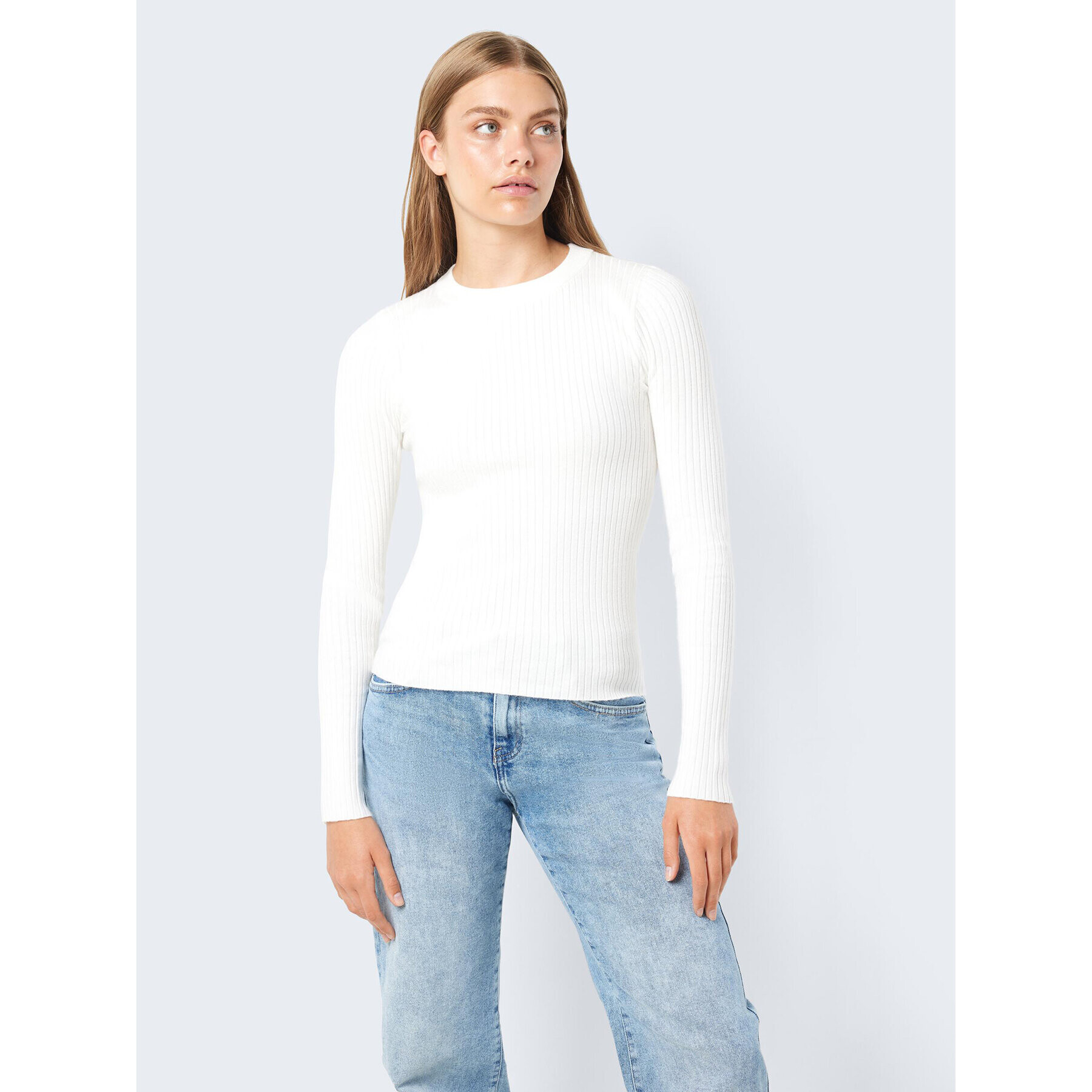 Noisy May Пуловер Ship 27020928 Екрю Slim Fit - Pepit.bg