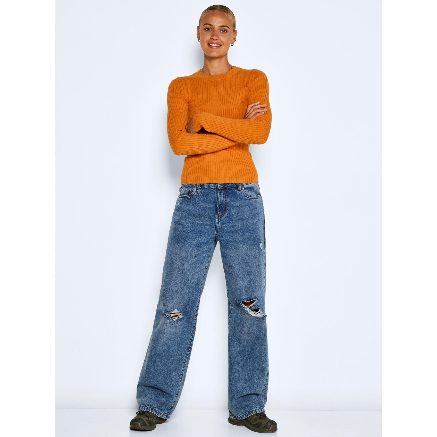 Noisy May Пуловер Ship 27020928 Оранжев Slim Fit - Pepit.bg
