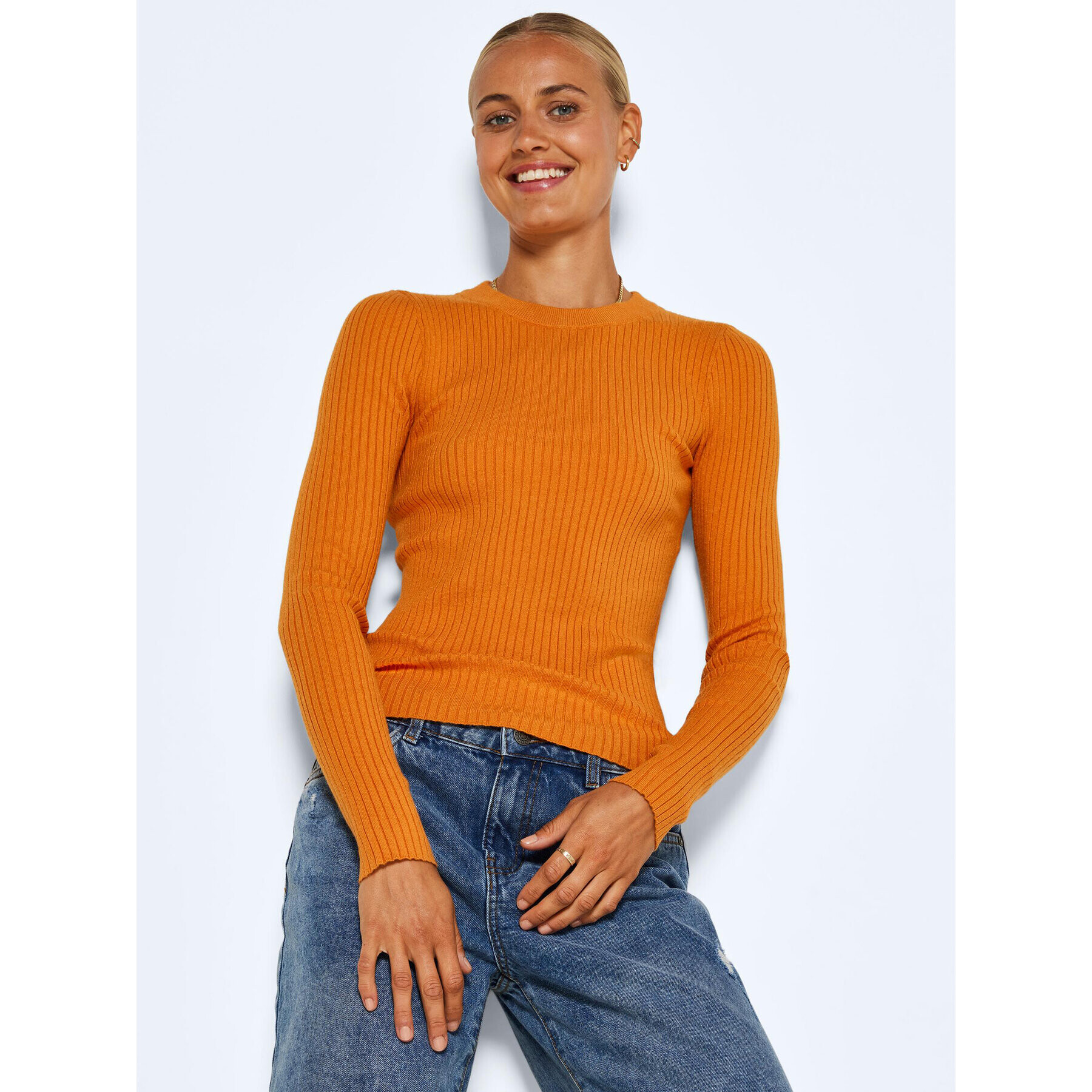 Noisy May Пуловер Ship 27020928 Оранжев Slim Fit - Pepit.bg