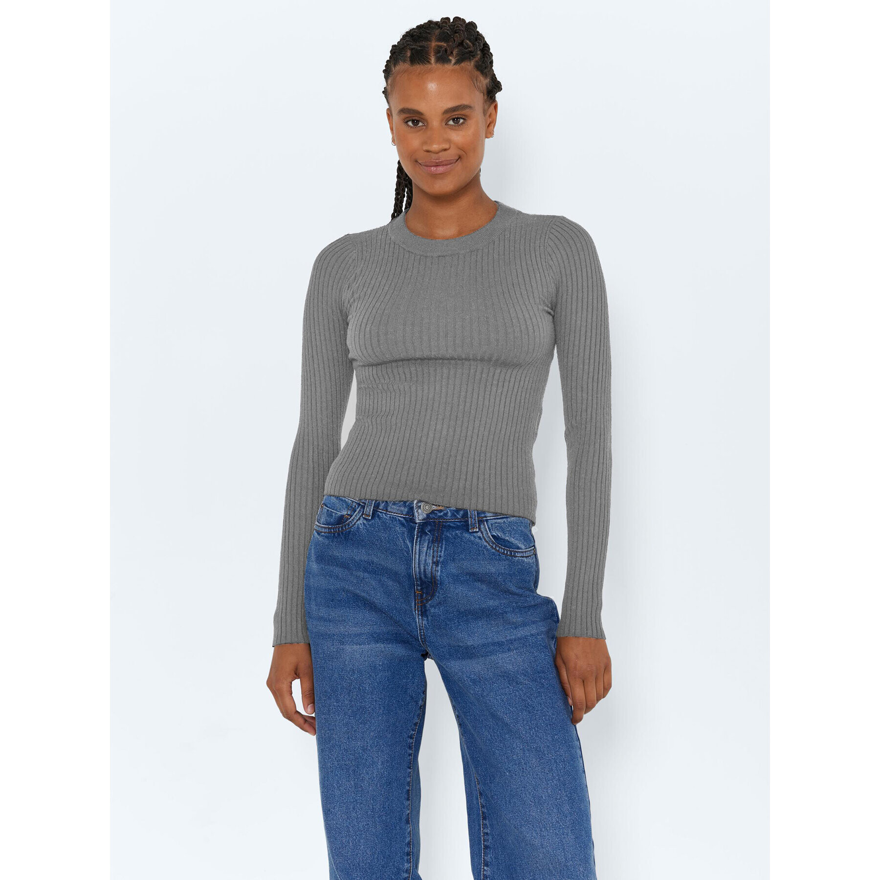 Noisy May Пуловер Ship 27020928 Сив Slim Fit - Pepit.bg
